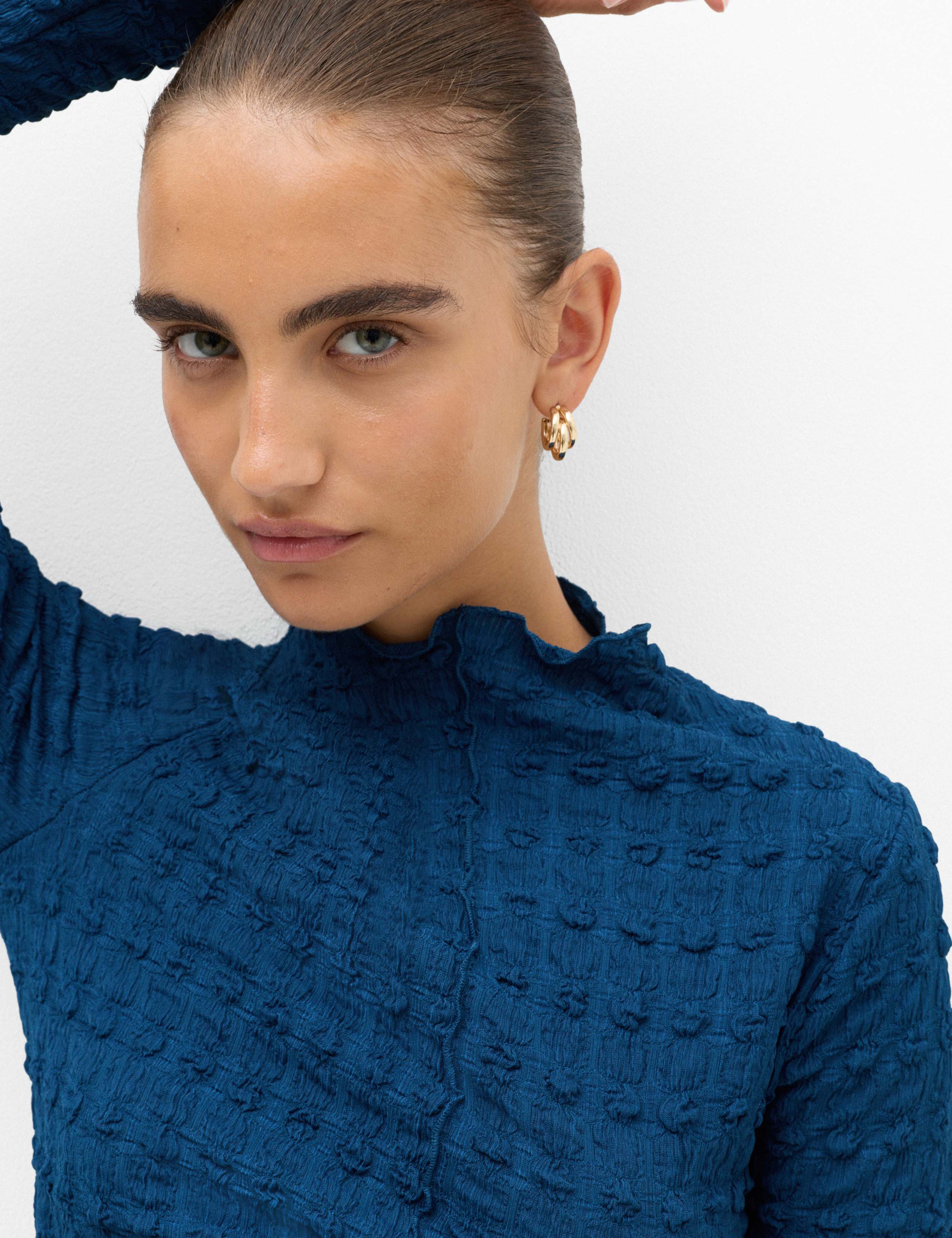 Long Sleeve Funnel Neck Textured Top 5 of 6