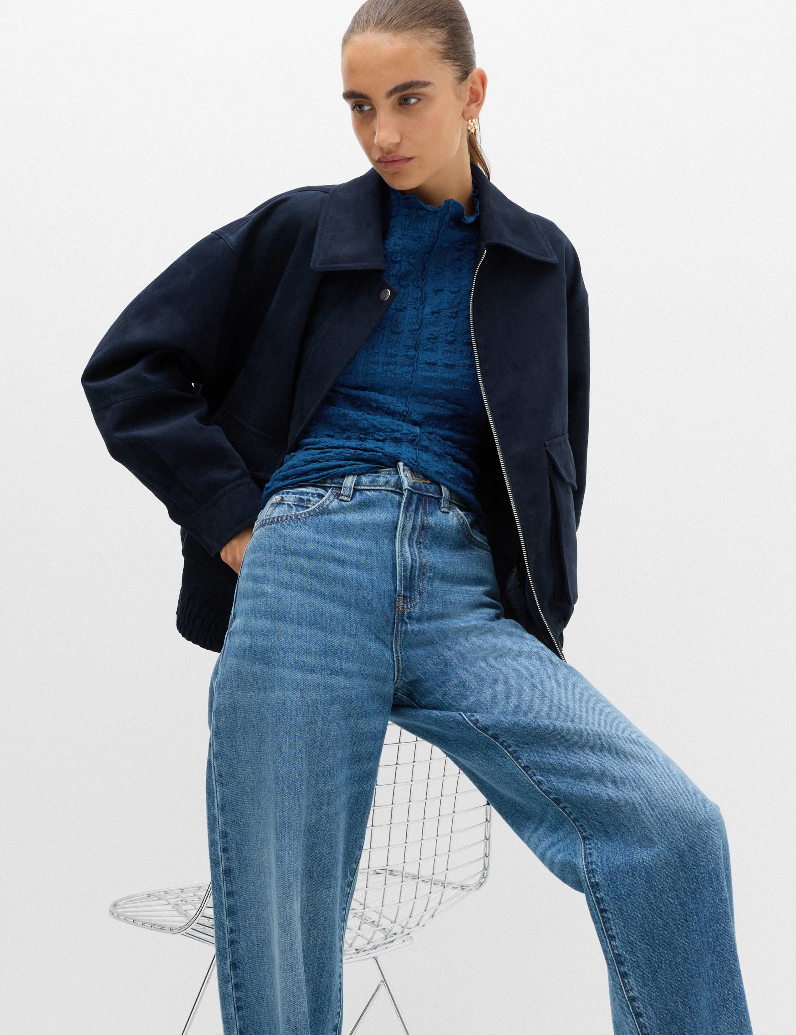 Long Sleeve Funnel Neck Textured Top 6 of 6