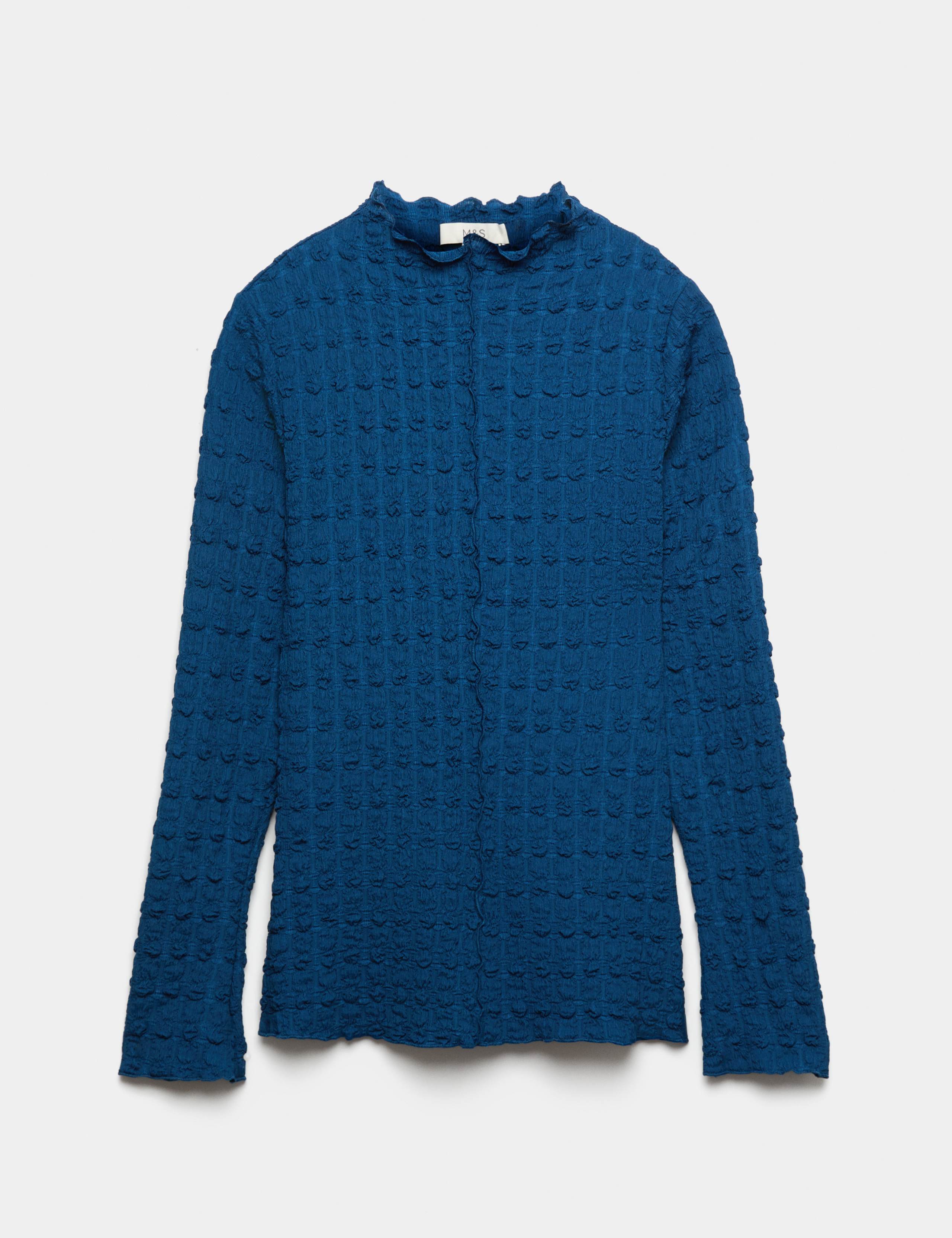 Long Sleeve Funnel Neck Textured Top 2 of 6