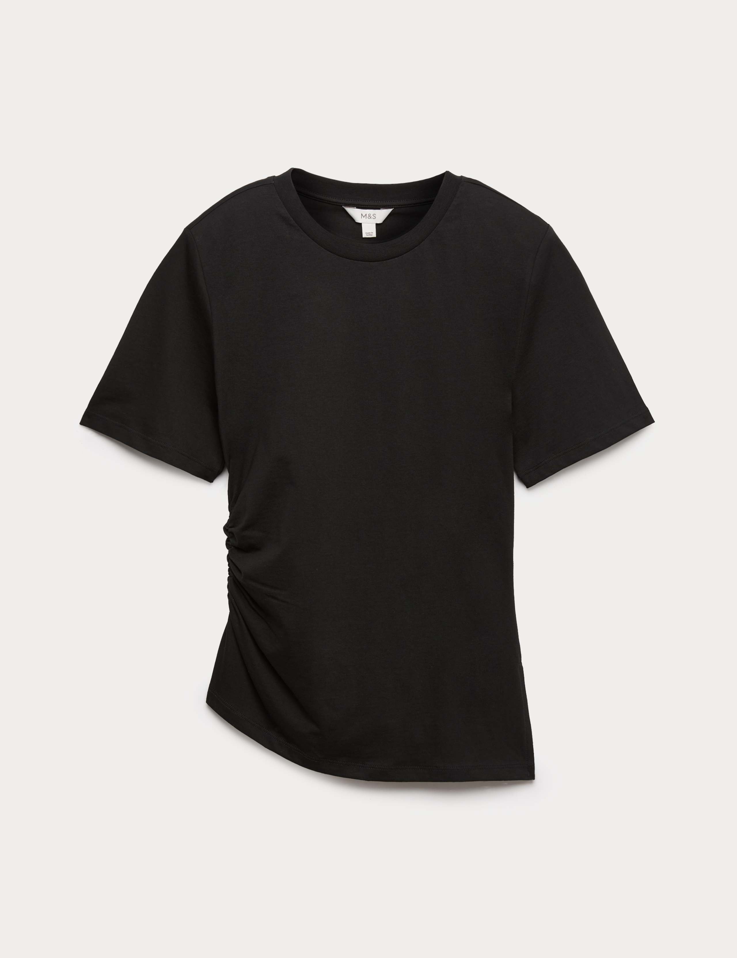 Pure Cotton Shoulder Pad Asymmetric Hem T-Shirt 2 of 5