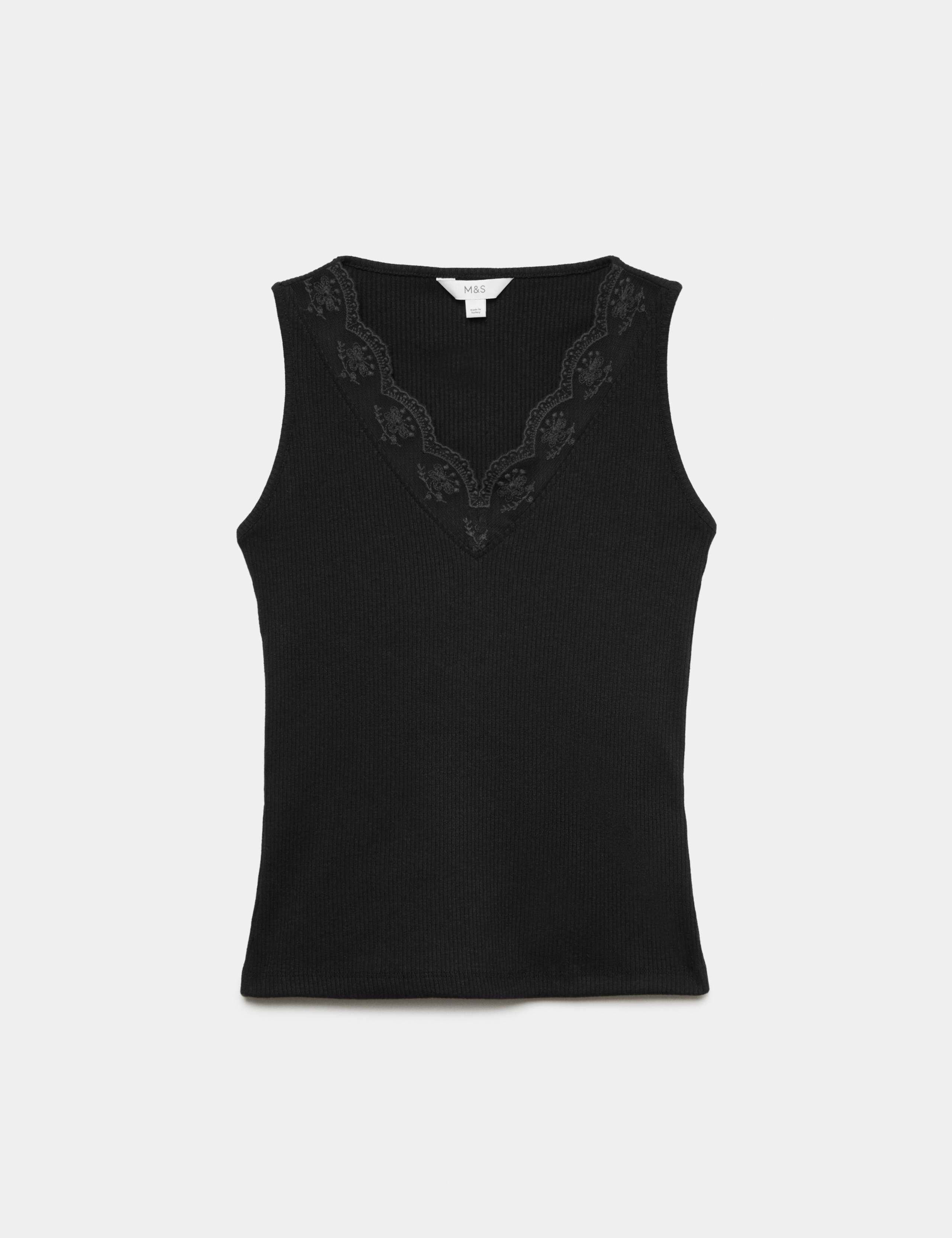 Ribbed Lace Trim Vest 2 of 5