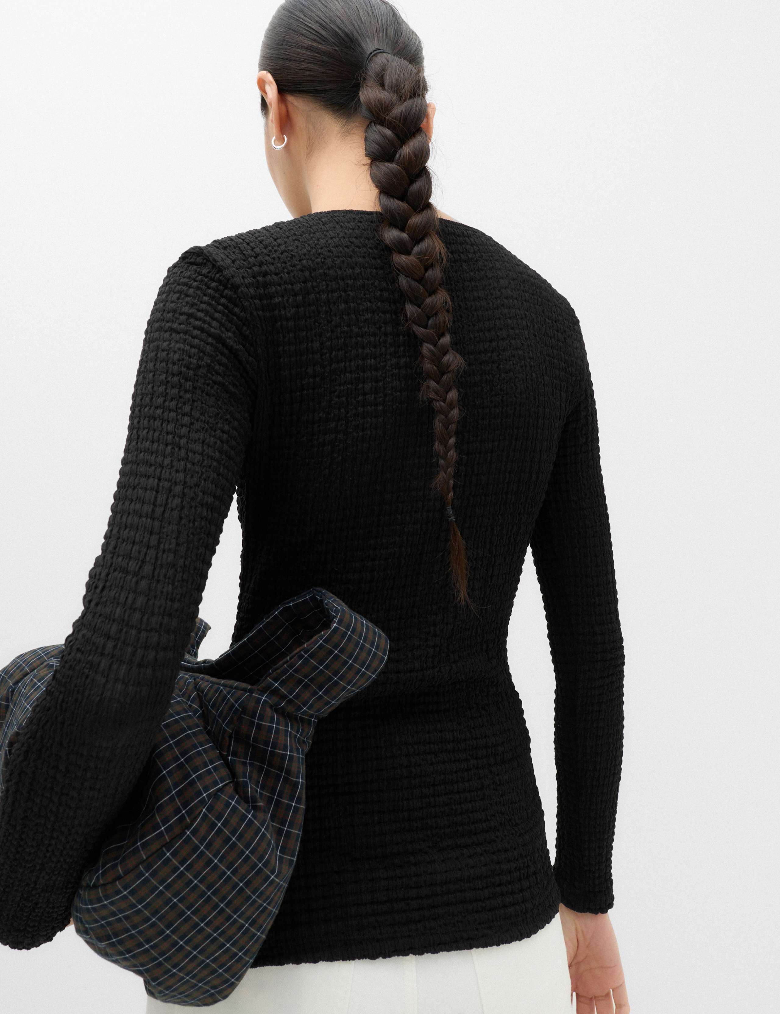 Textured Button Detail Long Sleeve Top 4 of 4