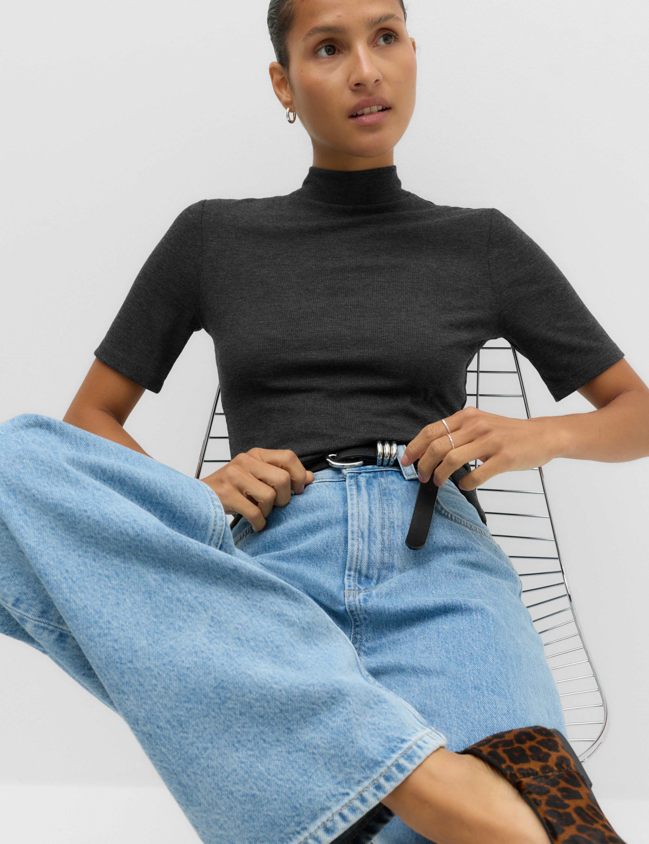 Cosy High Neck Half Sleeve T-Shirt 1 of 5