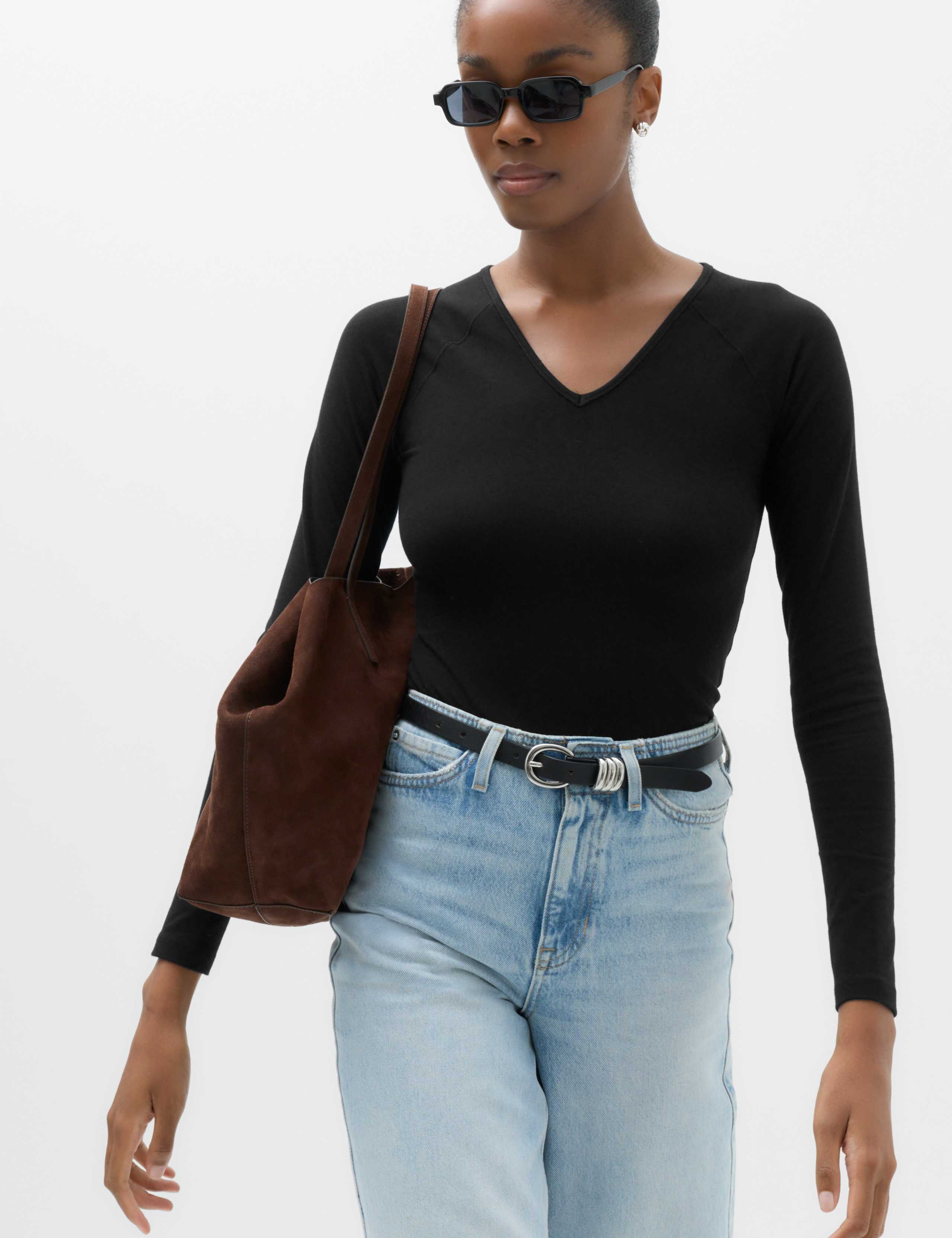 Cotton Rich V-Neck Raglan Sleeve Top 5 of 5