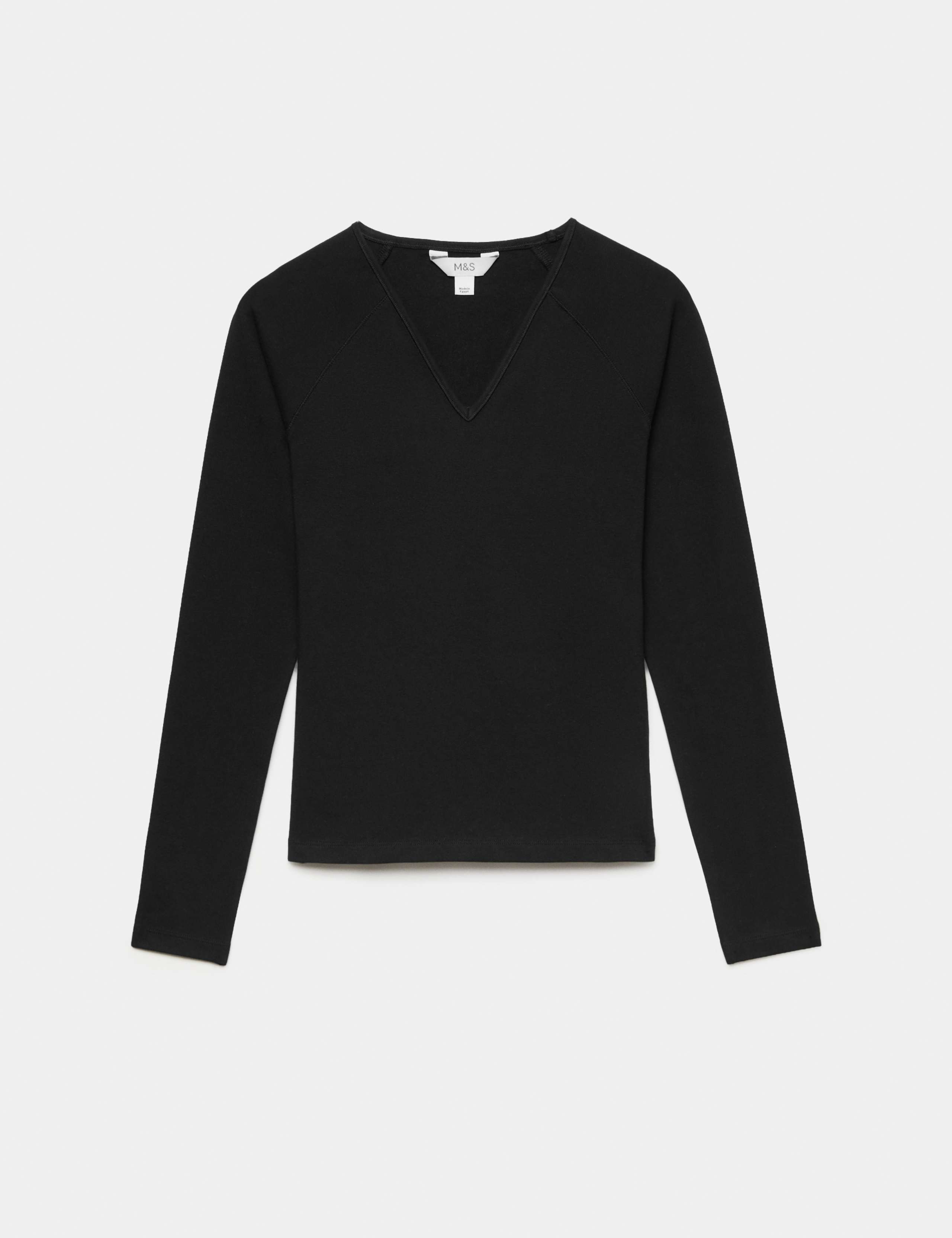 Cotton Rich V-Neck Raglan Sleeve Top 2 of 5