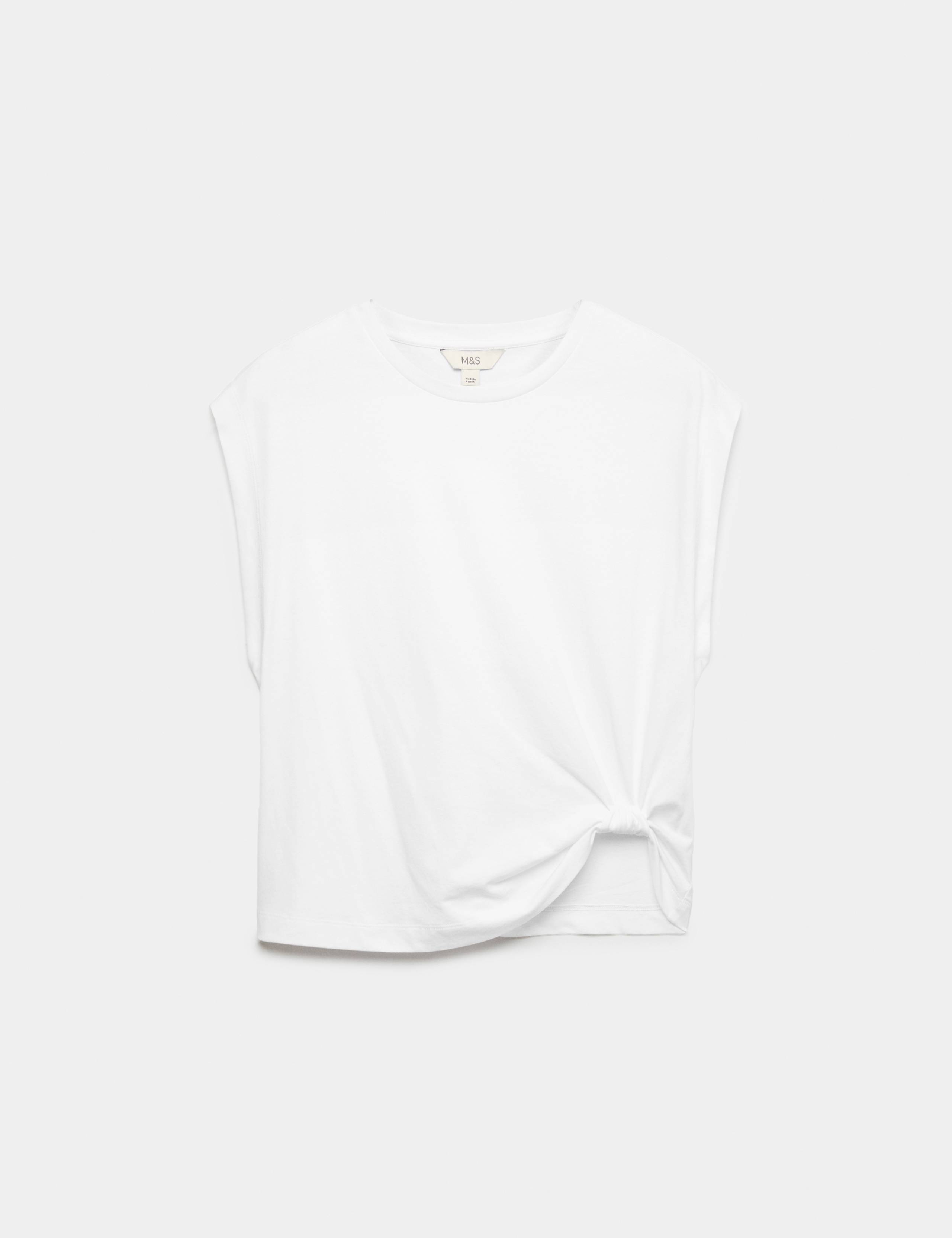 Pure Cotton Knot Detail T-Shirt 2 of 5
