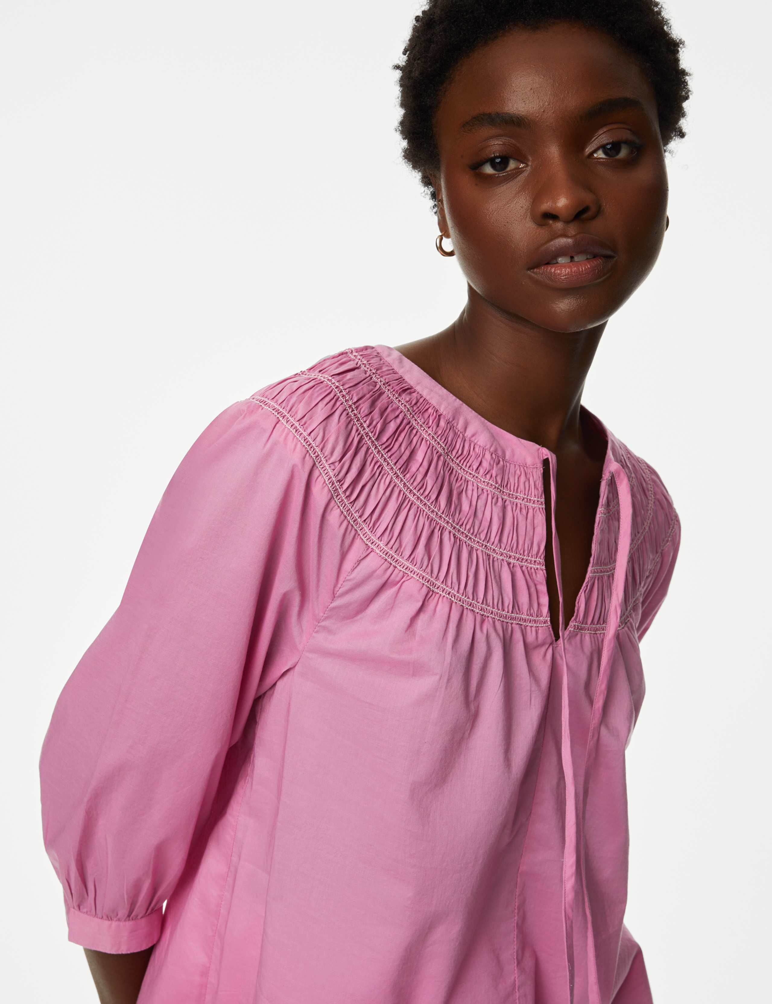 Pure Cotton Smocked Detail Top 3 of 5