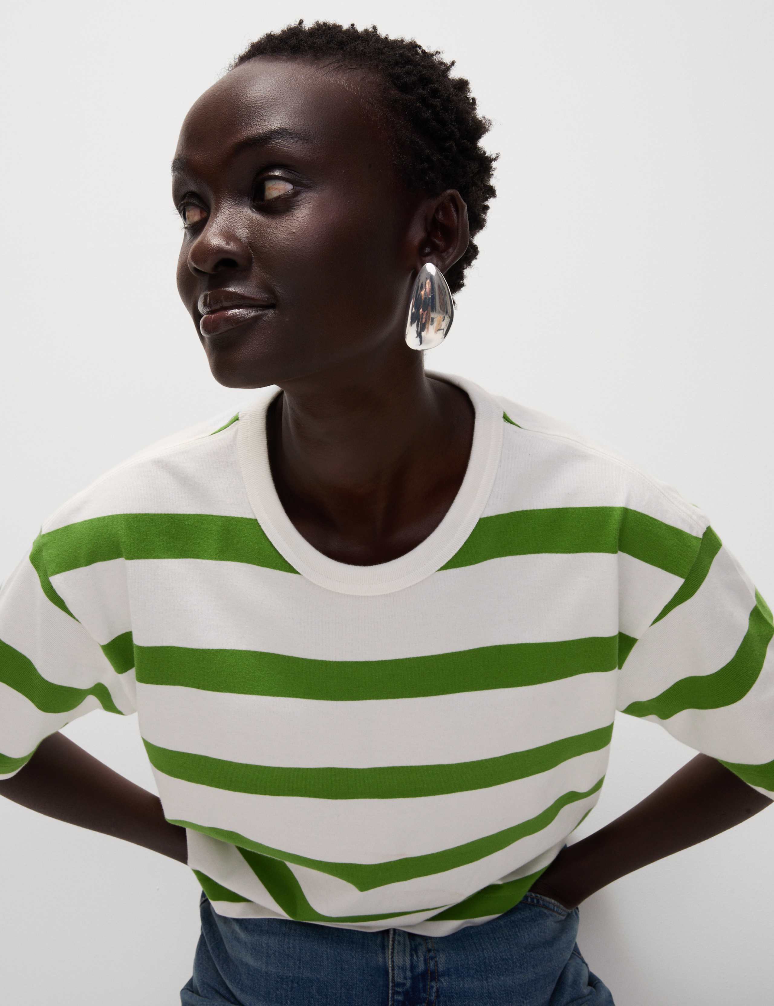 Pure Cotton Striped Boxy T-Shirt 3 of 6