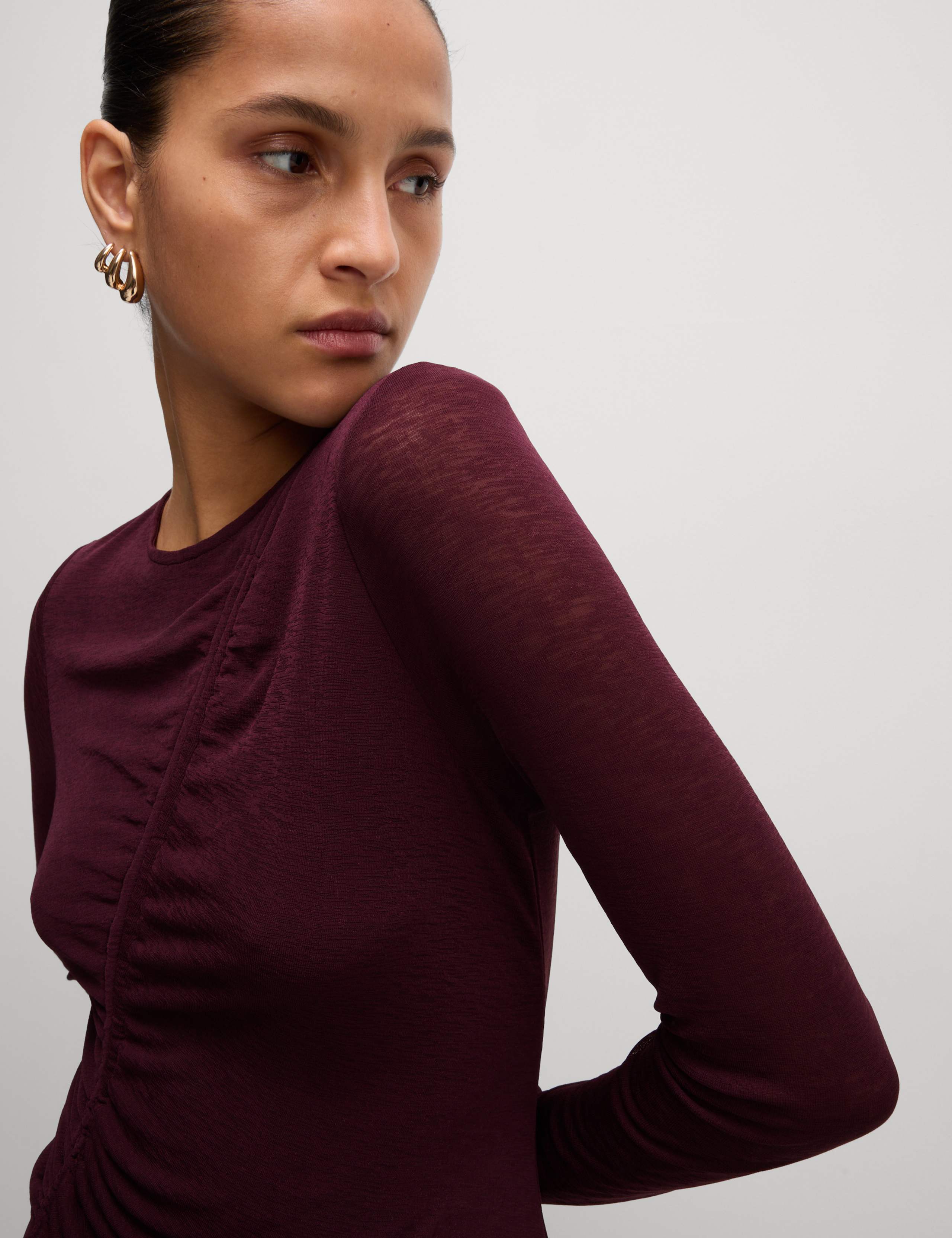 Long Sleeve Mesh Ruched Top 5 of 5