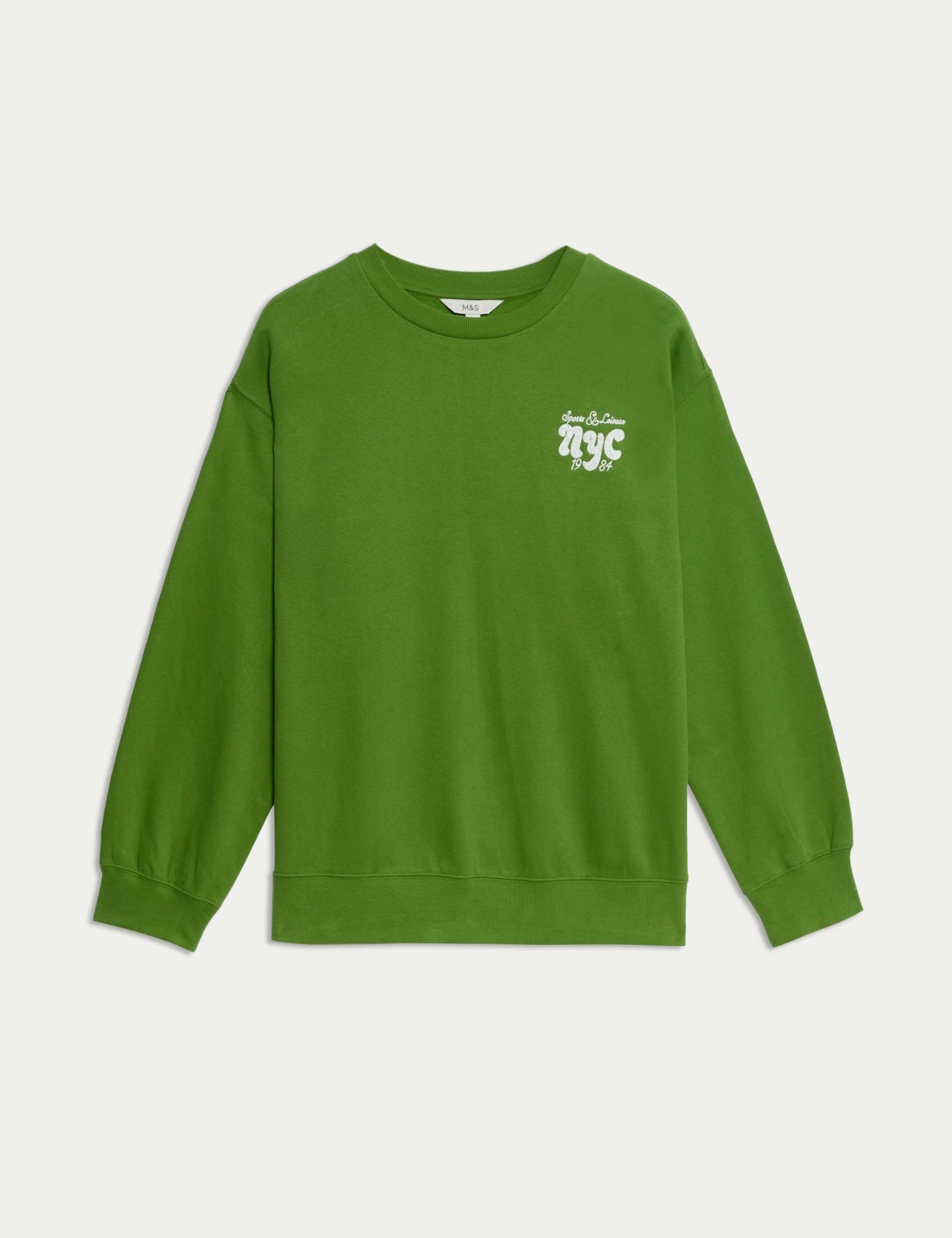 Pure Cotton Slogan Relaxed Sweatshirt 2 of 6