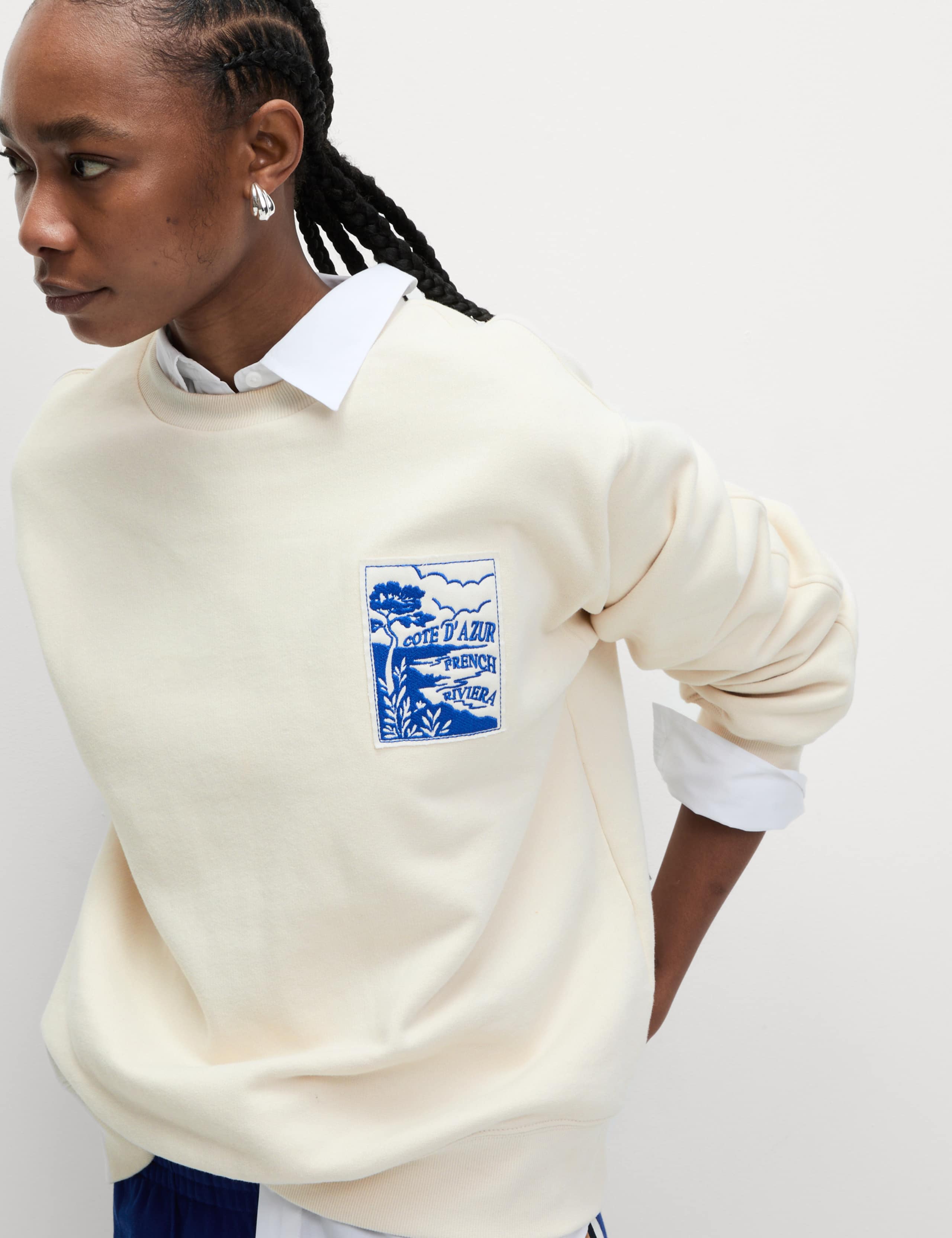 Pure Cotton Slogan Relaxed Sweat-shirt 1 of 6