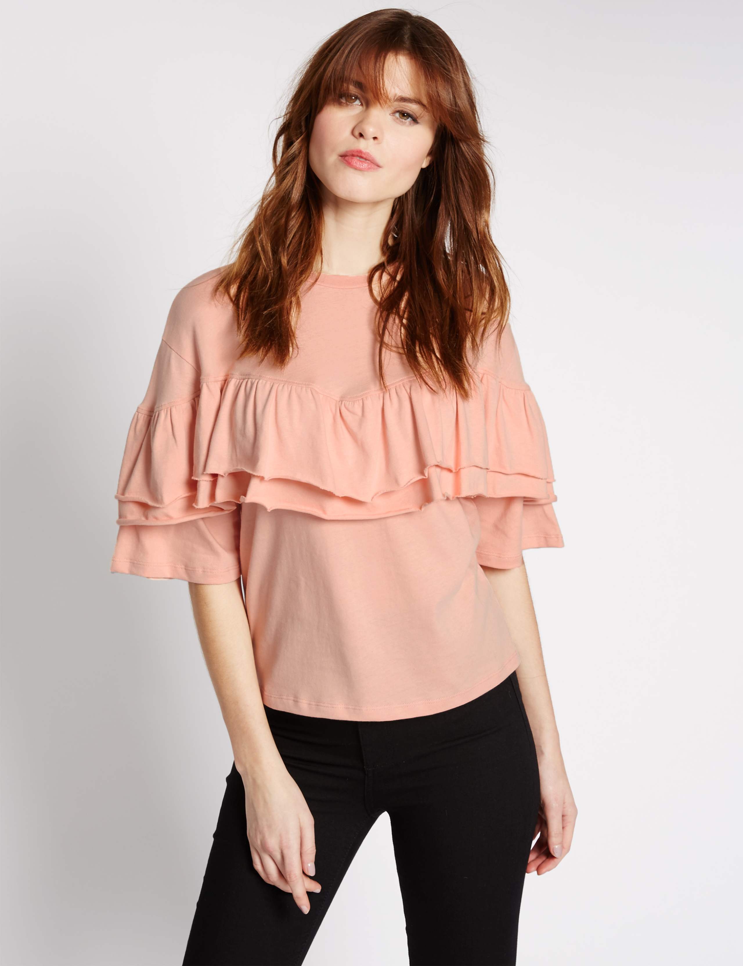 Pure Cotton Ruffle Half Sleeve Sweatshirt 1 of 4