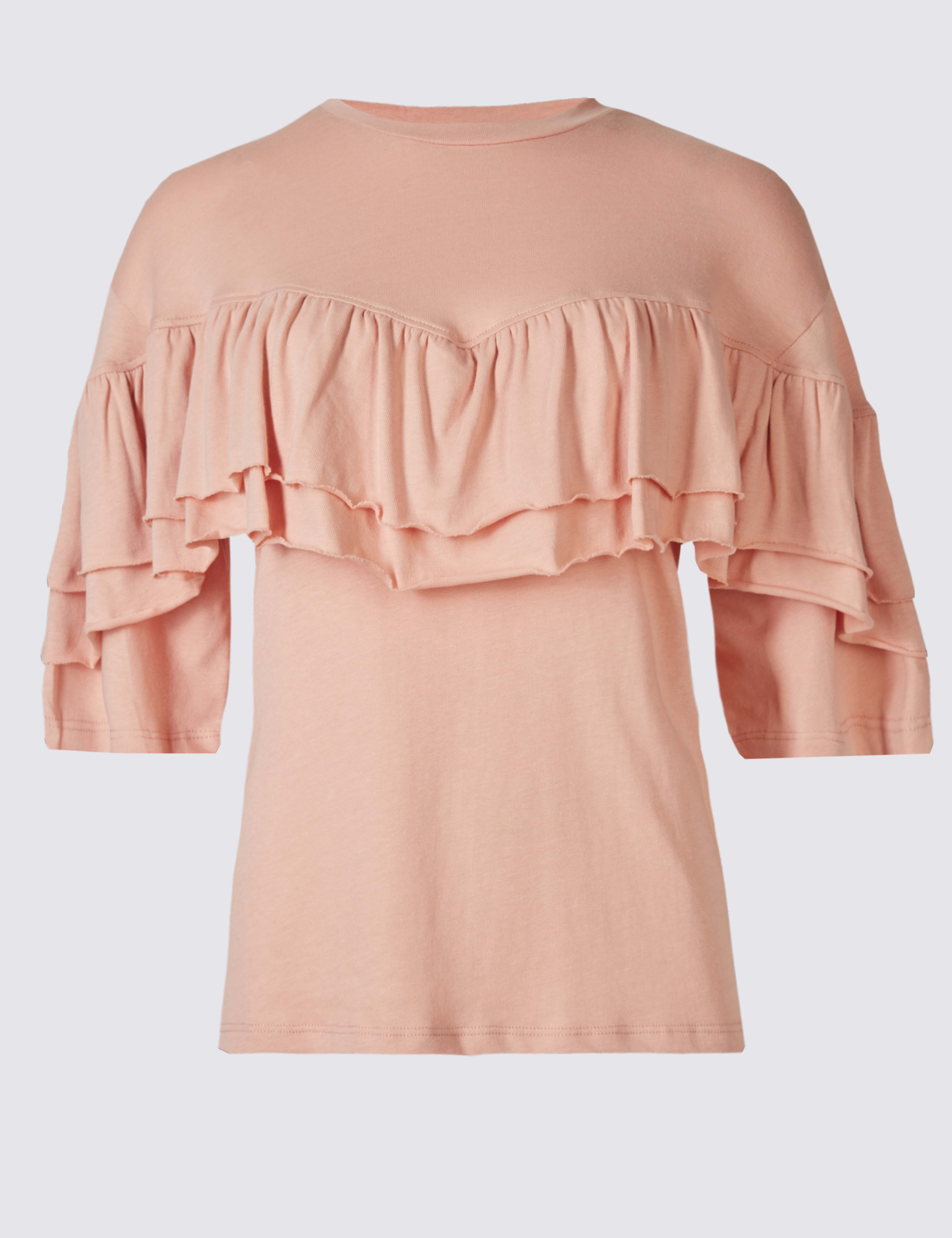 Pure Cotton Ruffle Half Sleeve Sweatshirt 2 of 4