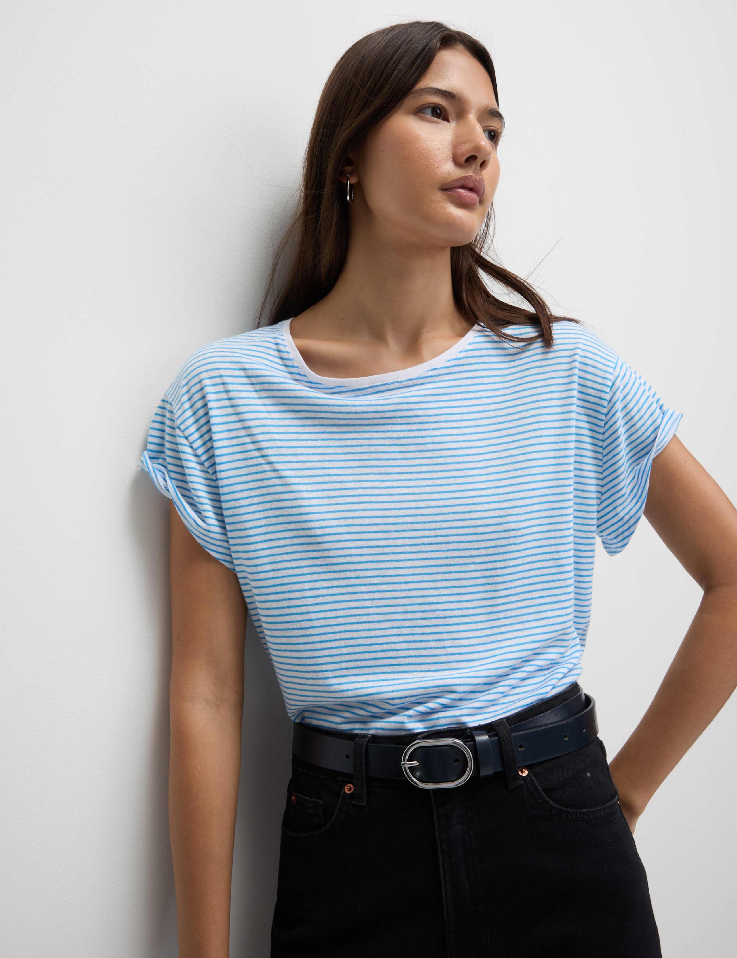 Linen Blend Striped T-Shirt 3 of 4