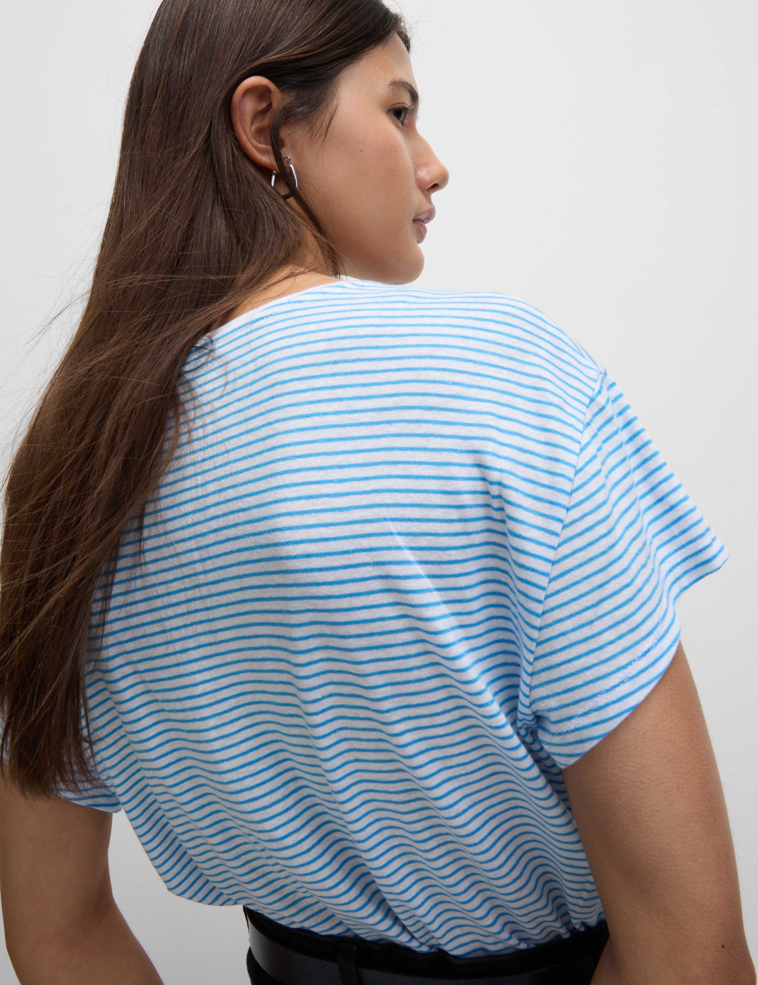 Linen Blend Striped T-Shirt 4 of 4