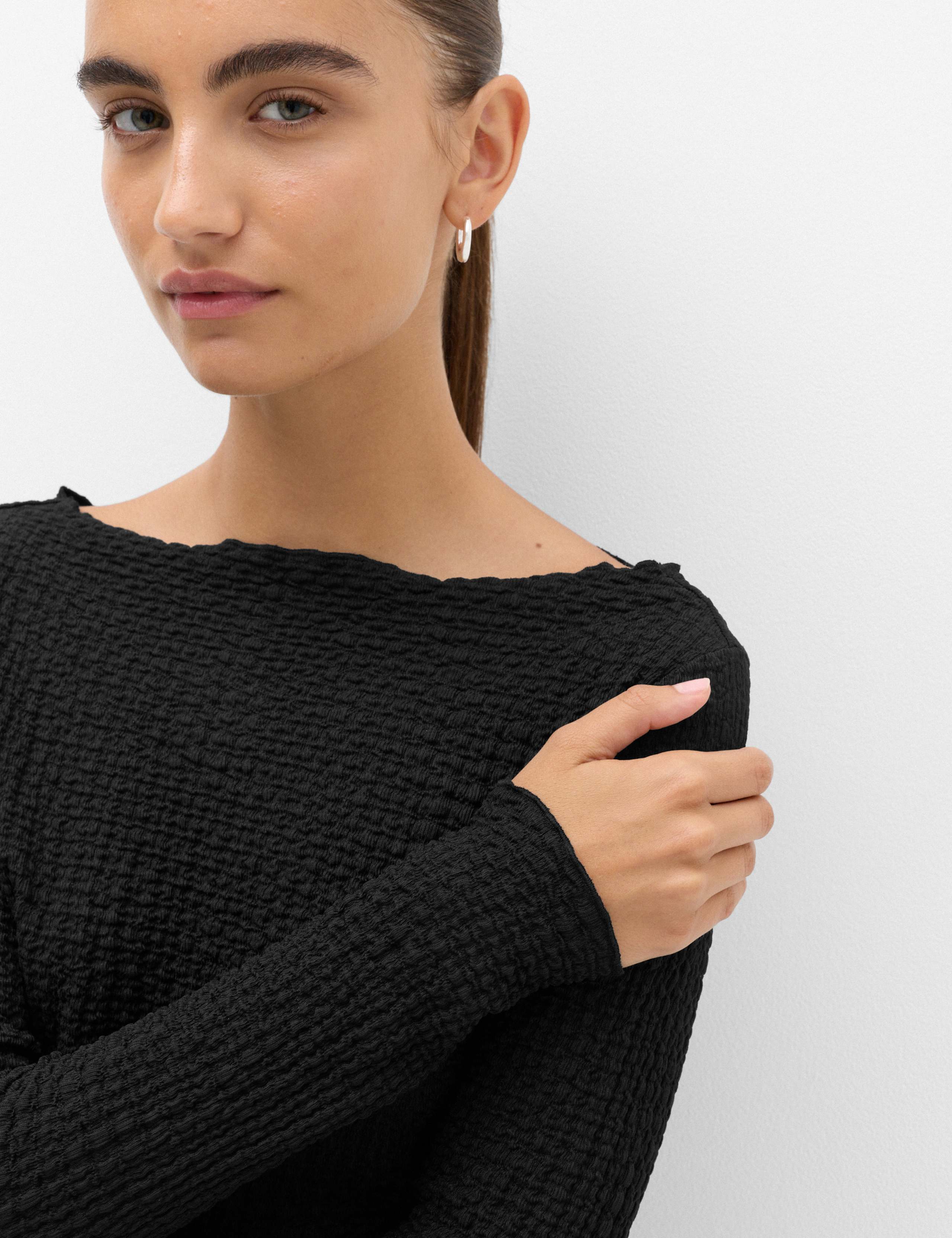 Slash Neck Textured Long Sleeve Top 5 of 6