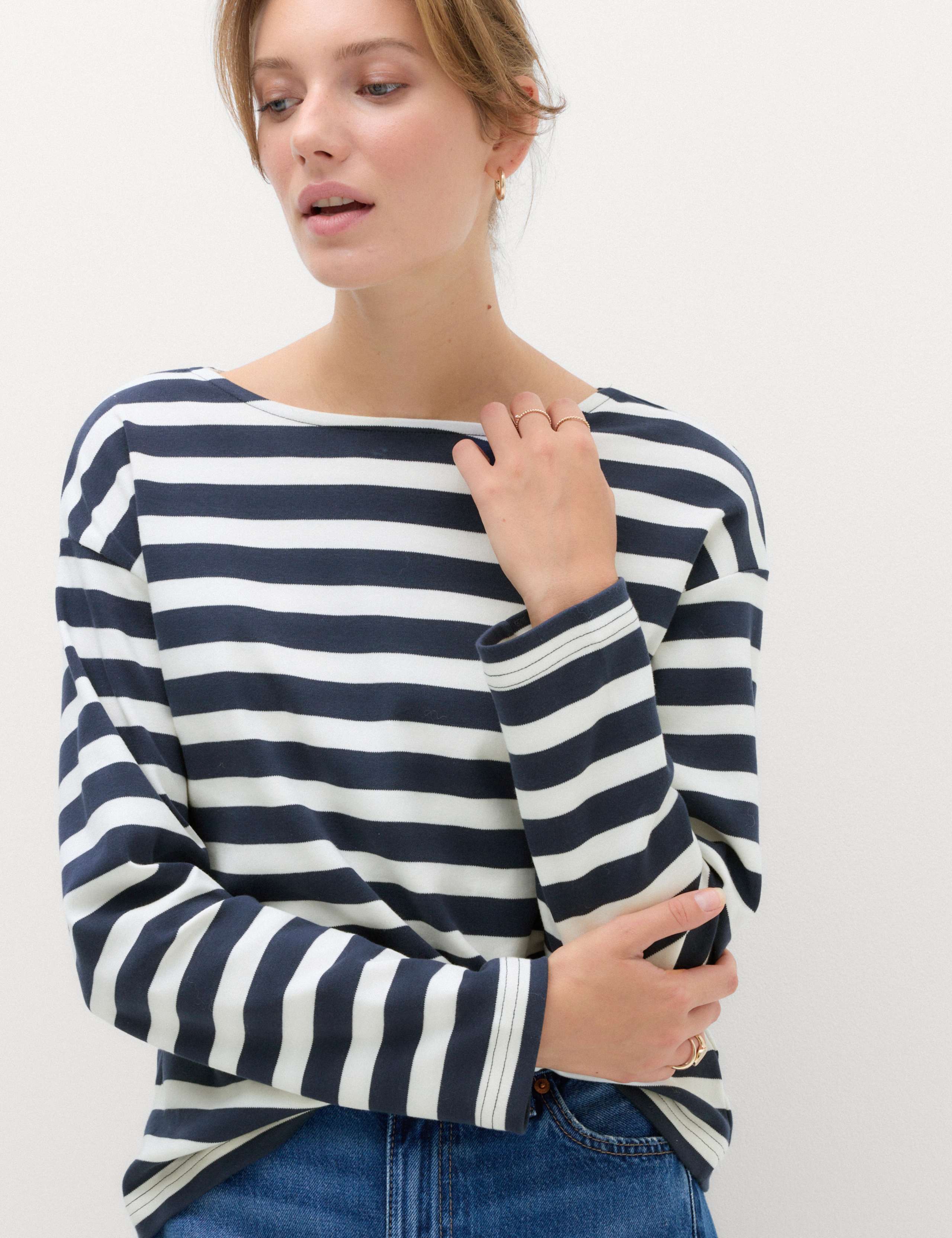 Pure Cotton Striped Crew Neck T-Shirt 1 of 6