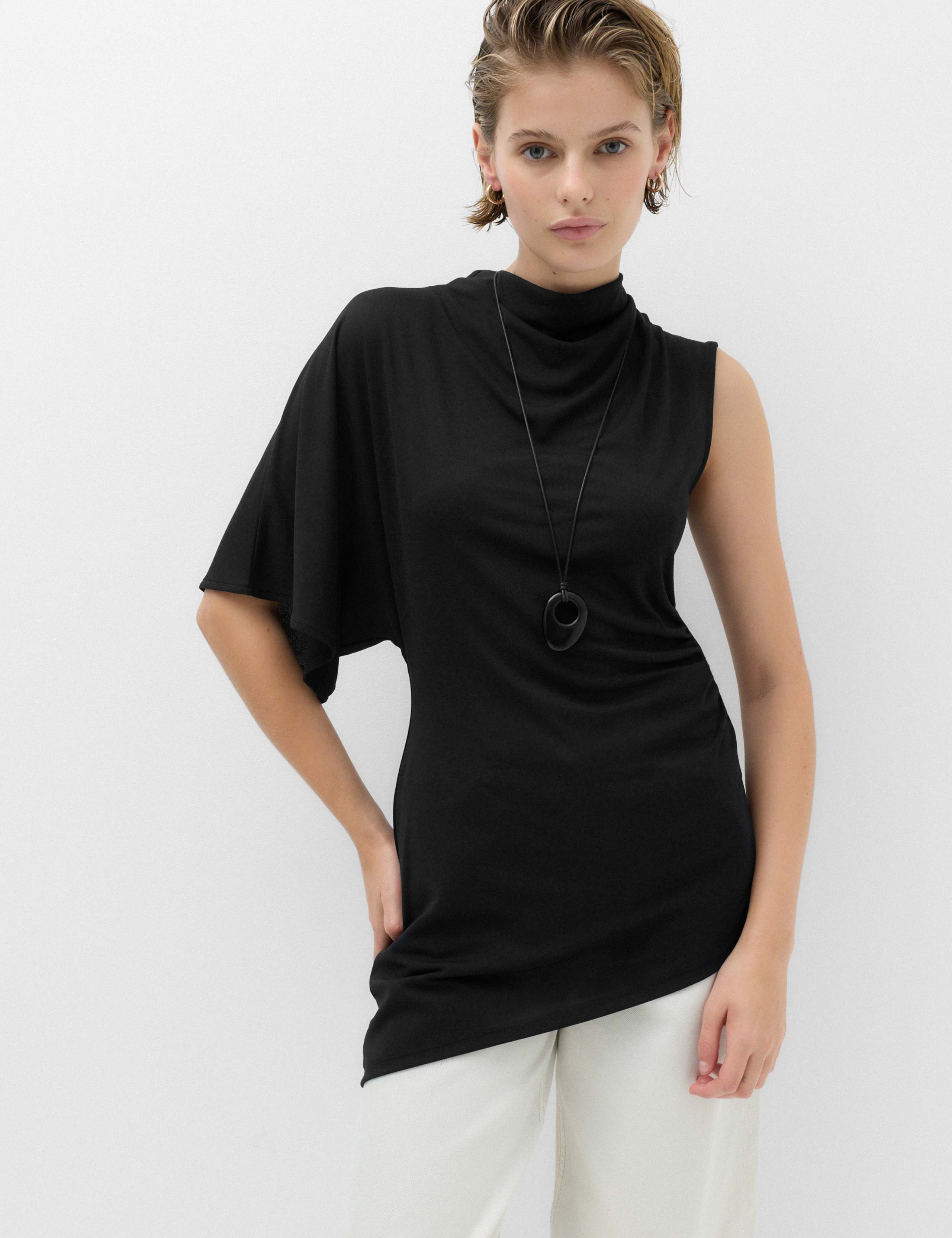 One Shoulder Asymmetric Draped Top 1 of 6