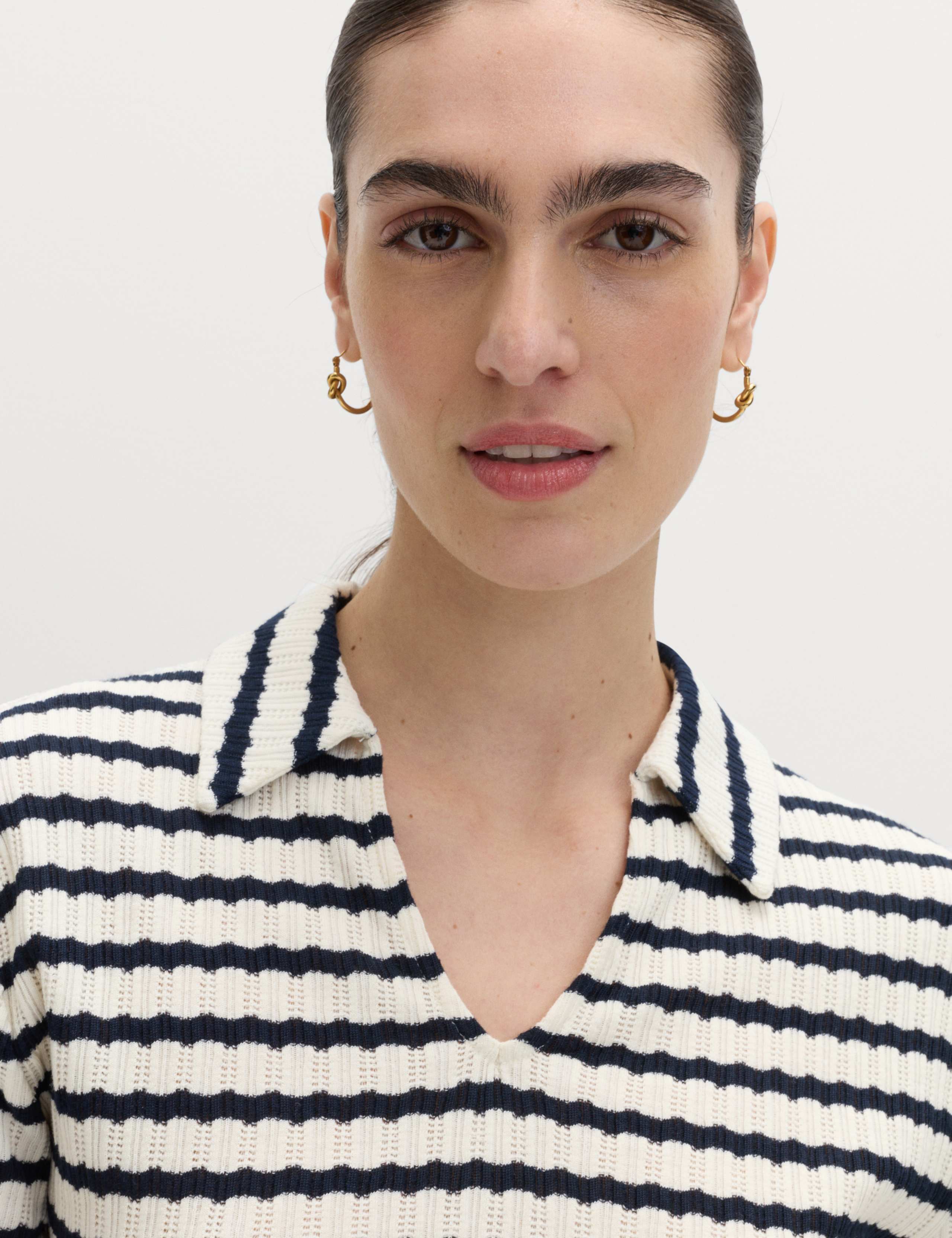 Cotton Blend Jacquard Striped Top 3 of 5