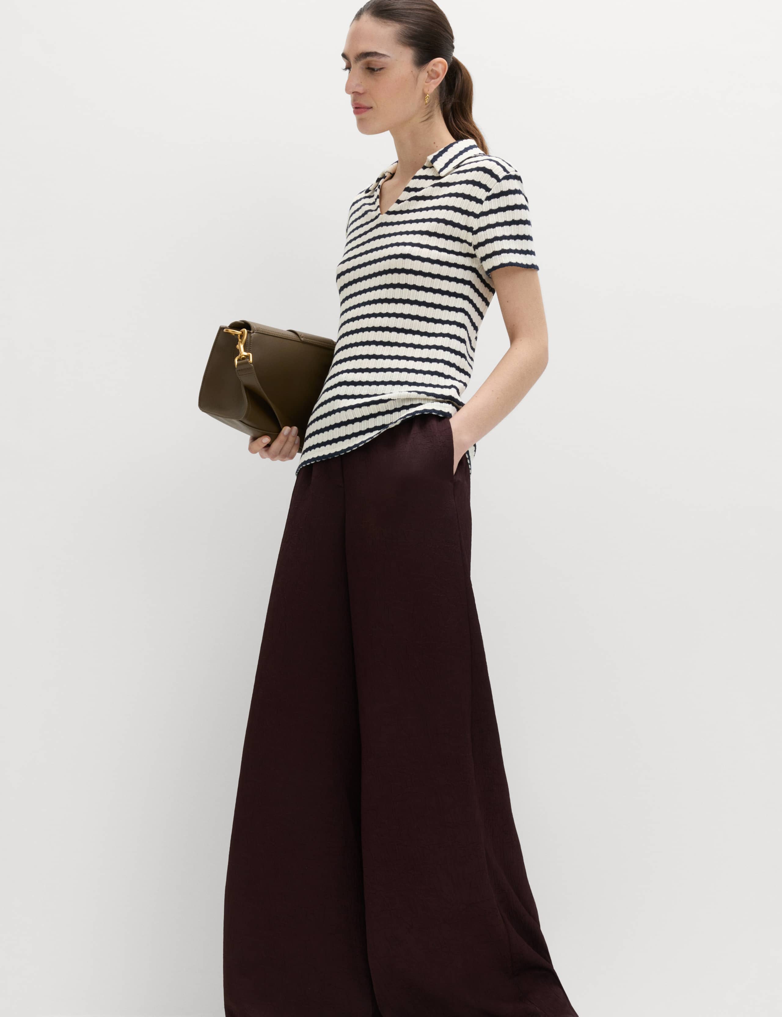 Cotton Blend Jacquard Striped Top 4 of 5
