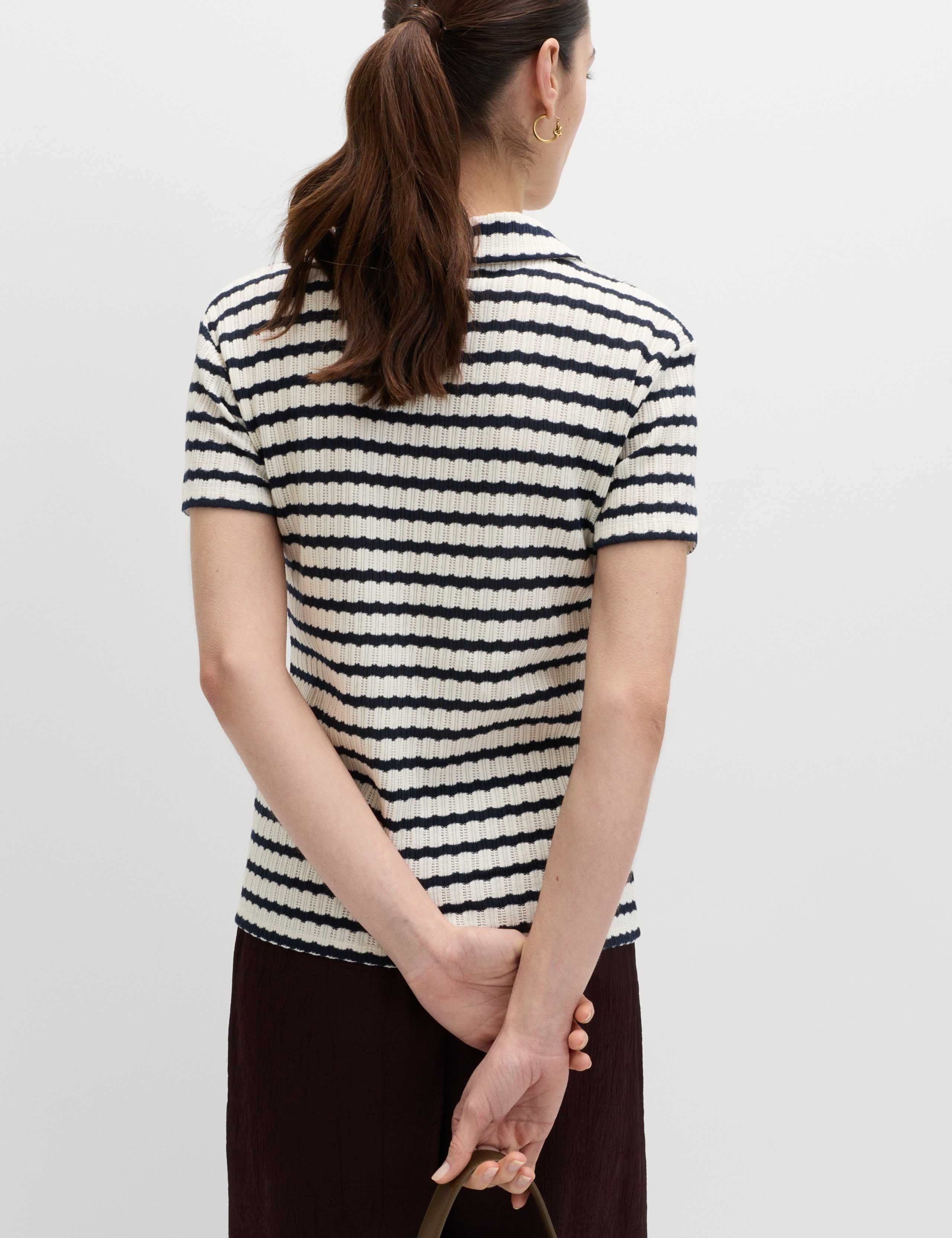 Cotton Blend Jacquard Striped Top 5 of 5