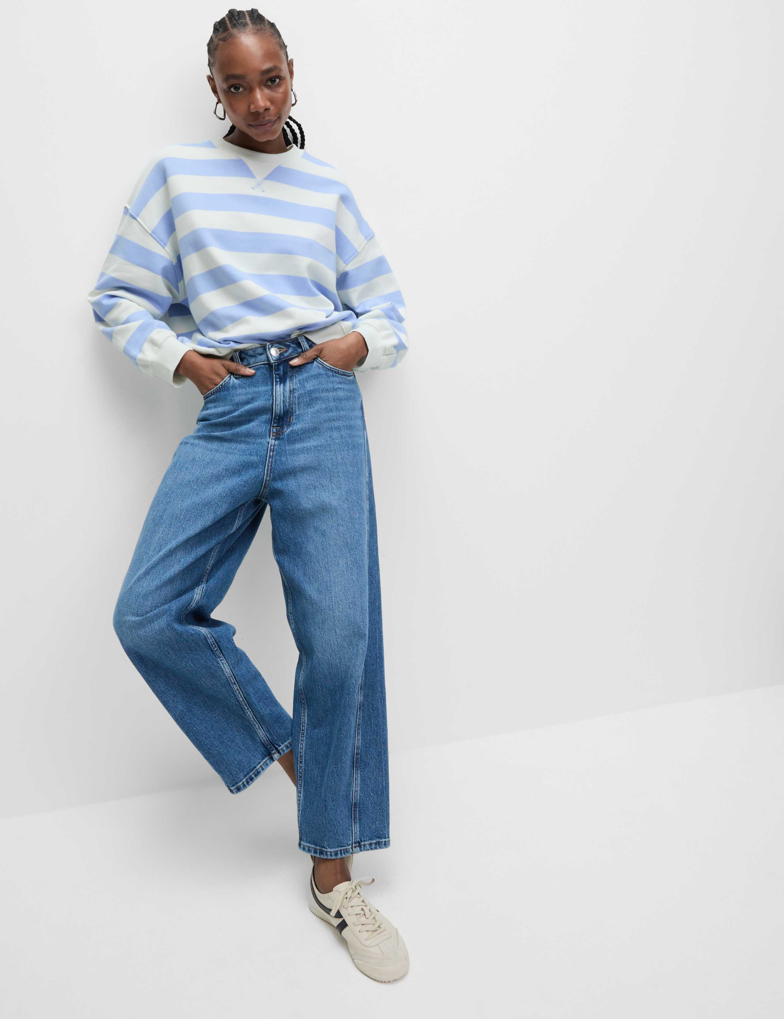 Pure Cotton Striped Crew Neck Sweat-shirt 3 of 6