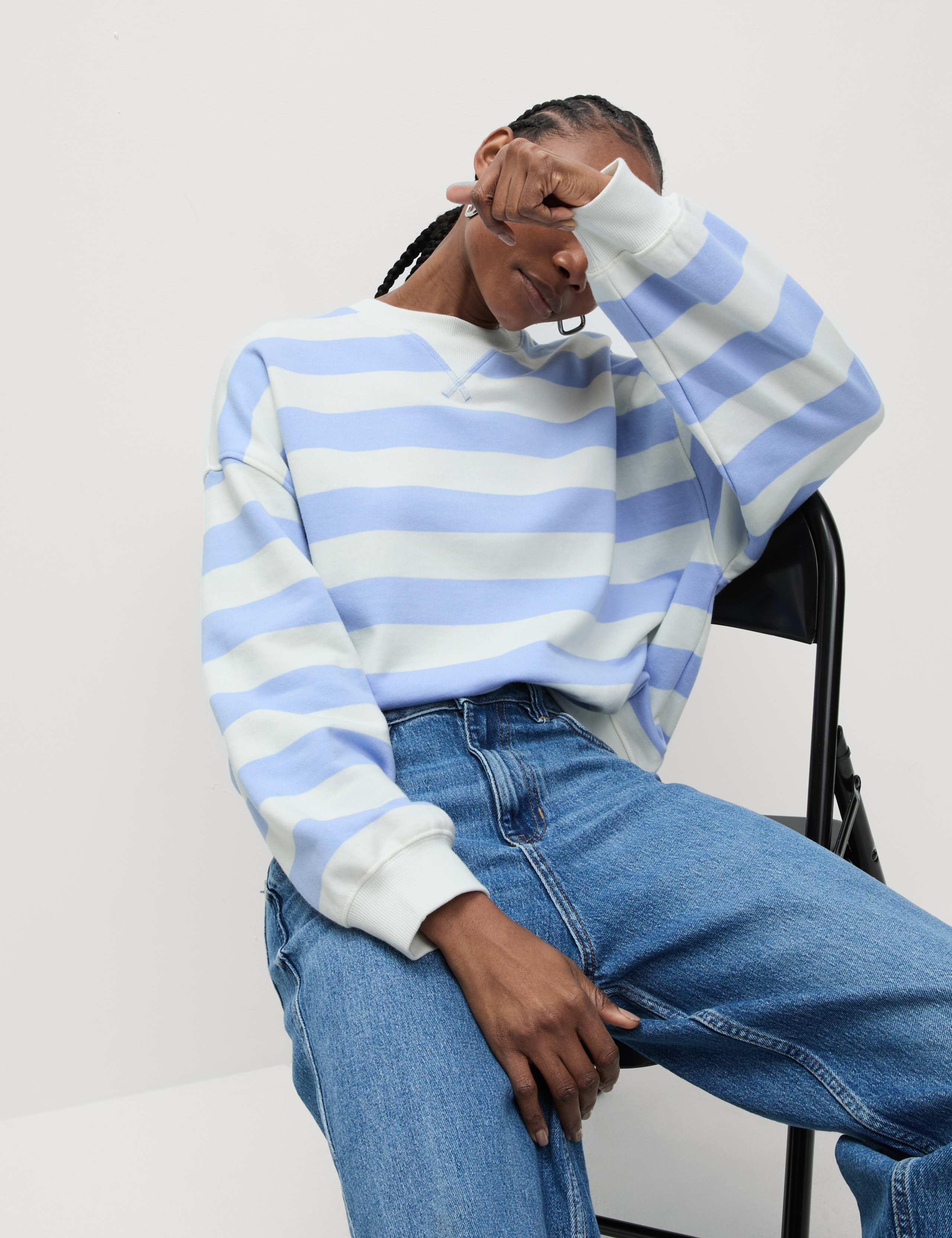 Pure Cotton Striped Crew Neck Sweat-shirt 5 of 6