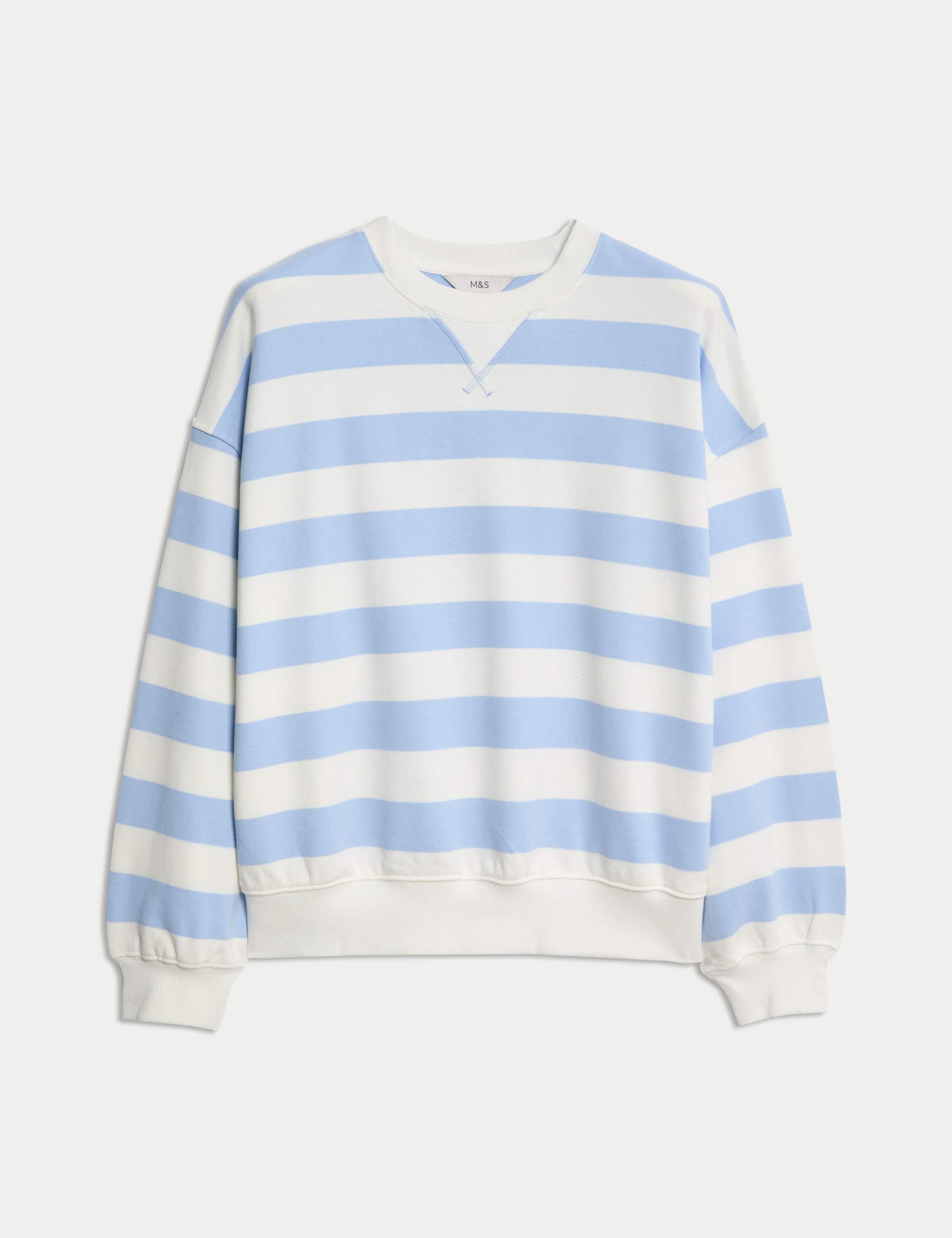 Pure Cotton Striped Crew Neck Sweat-shirt 2 of 6