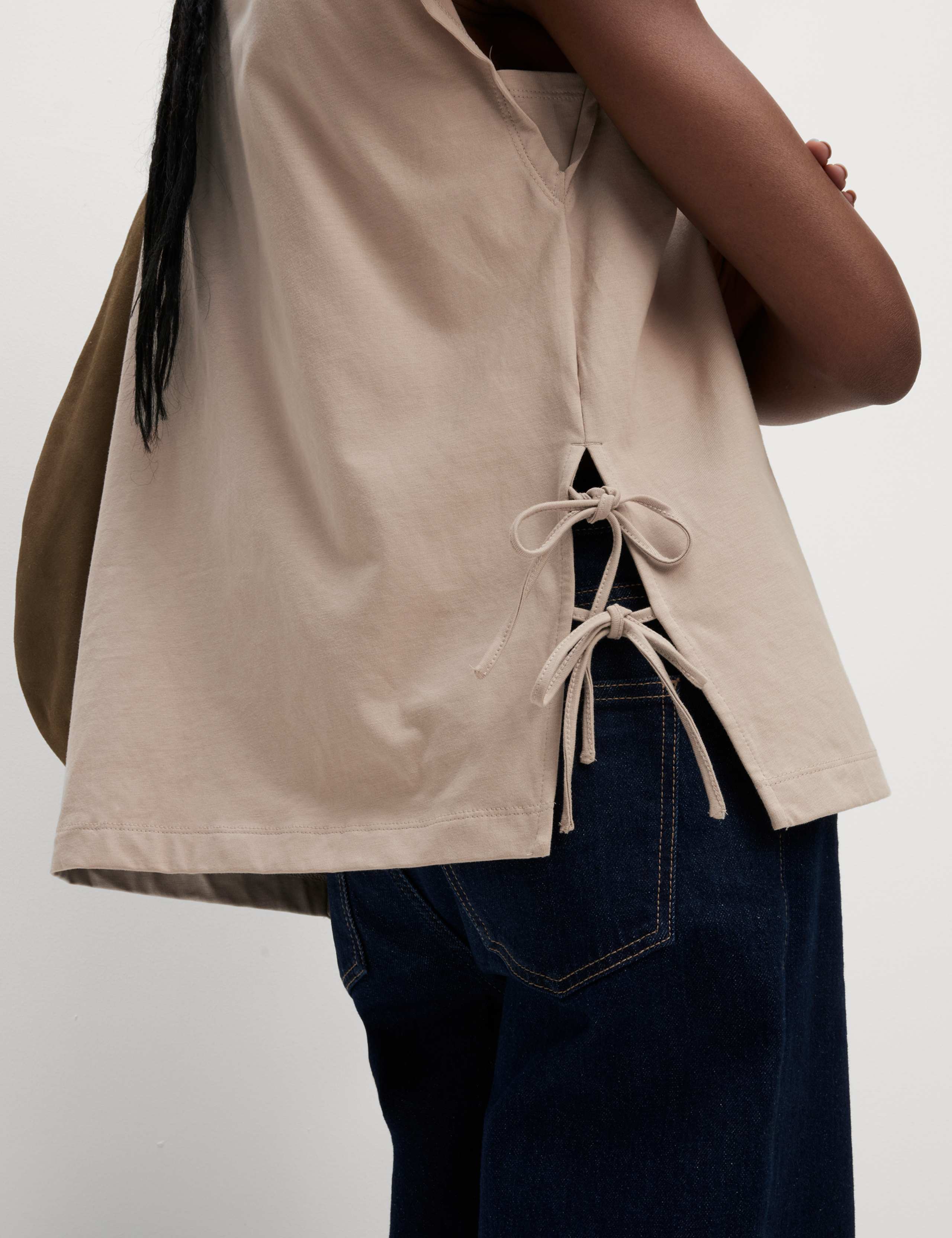 Pure Cotton Side Tie Jersey T-Shirt 3 of 6