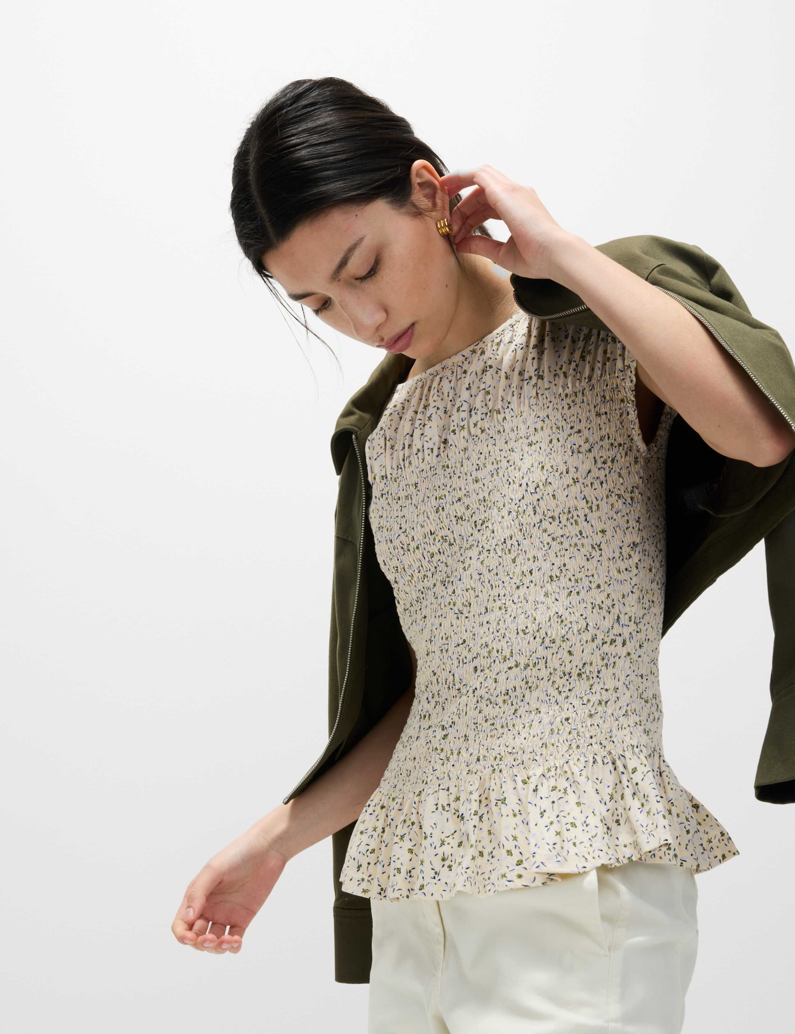 Pure Cotton Printed Shirred Top 4 of 5