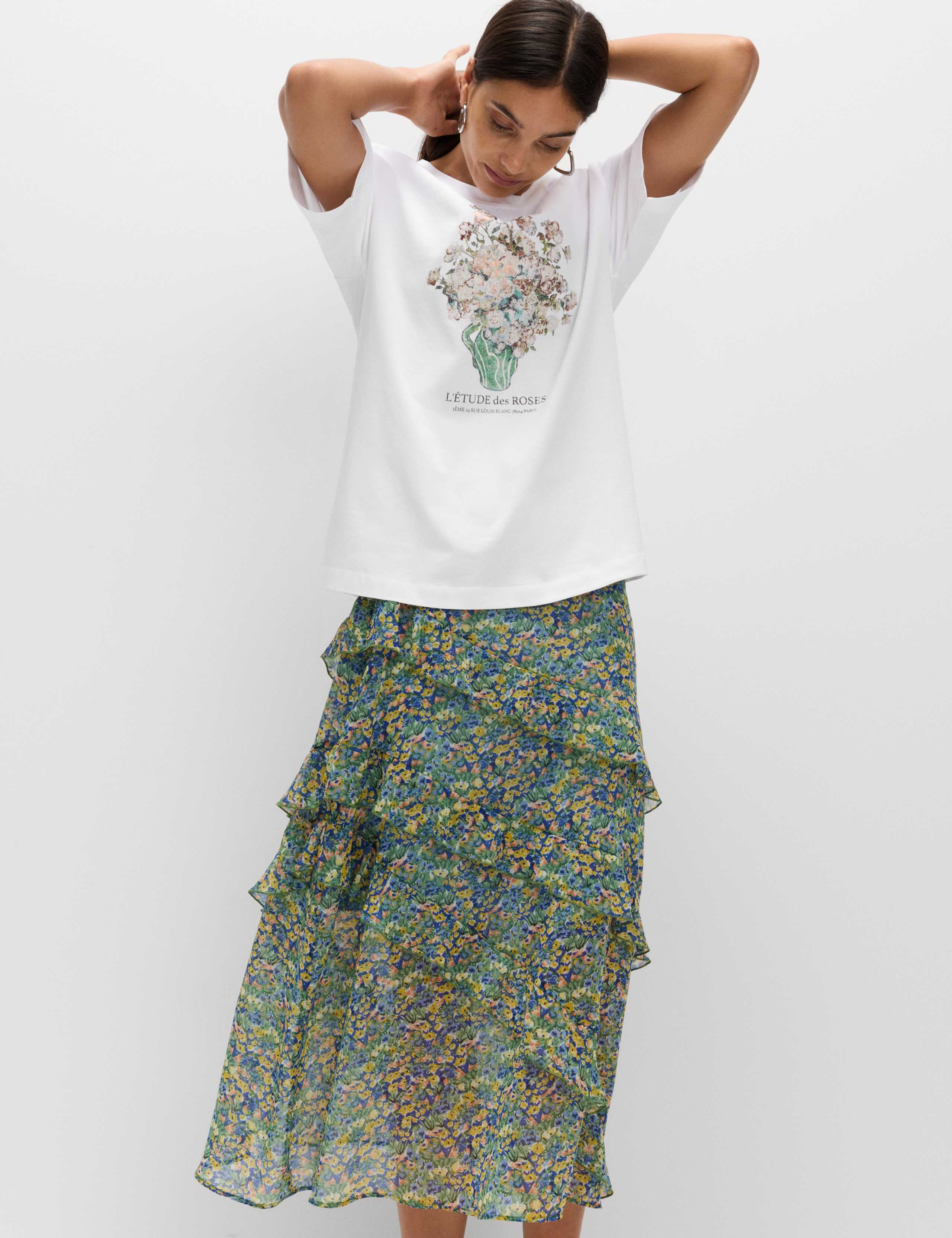 Pure Cotton Floral Graphic Oversized T-Shirt 3 of 5