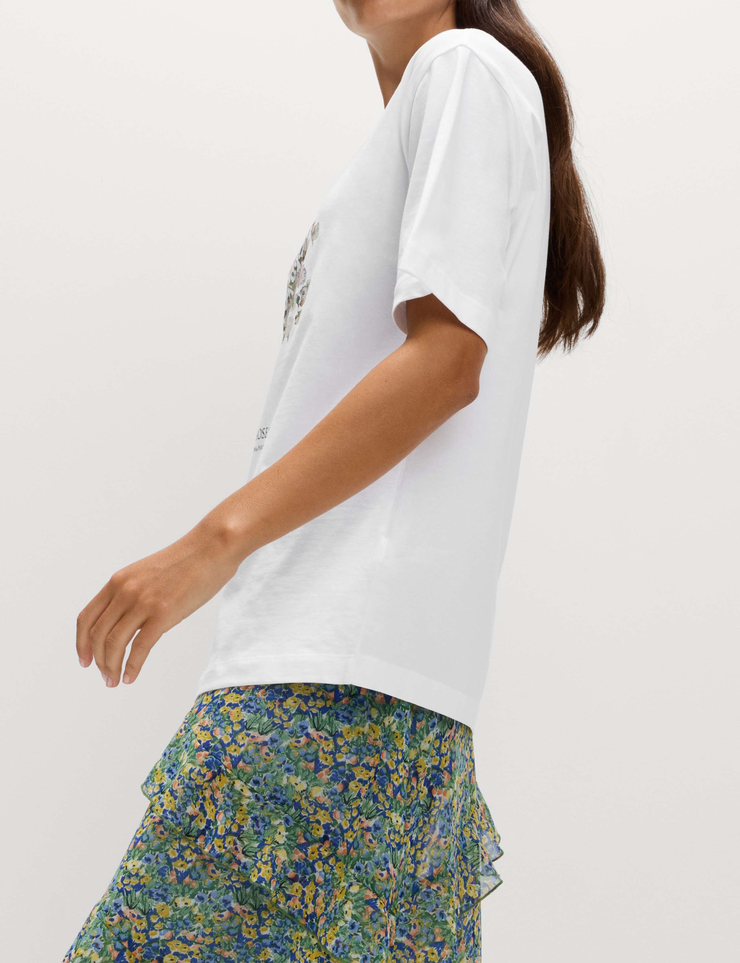 Pure Cotton Floral Graphic Oversized T-Shirt 4 of 5