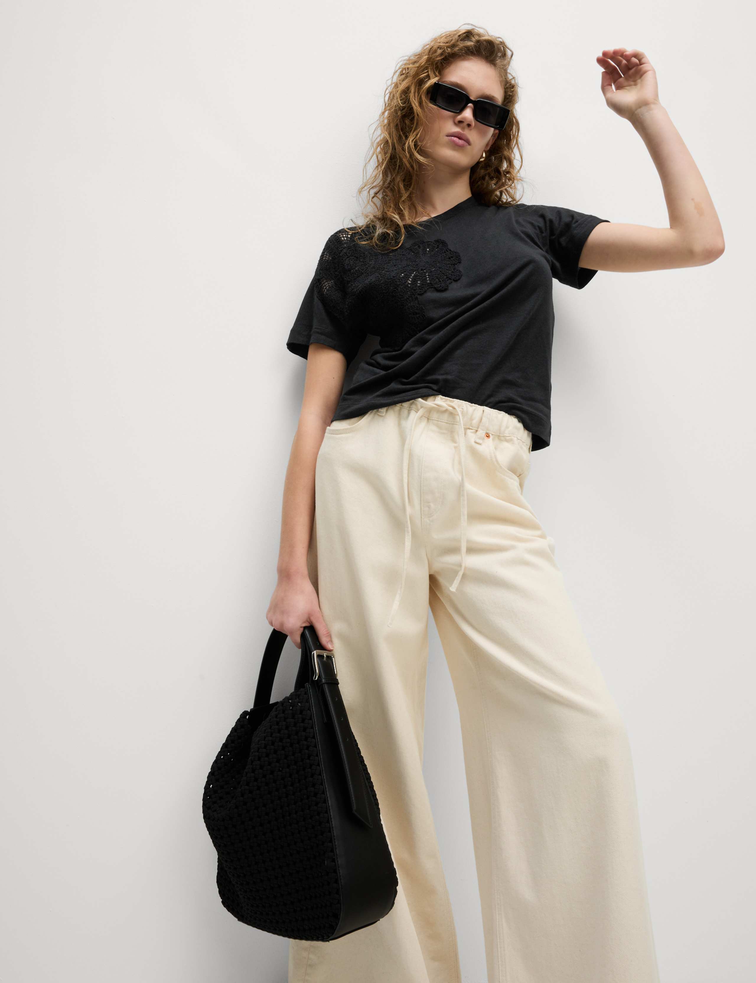 Linen Rich Embroidered T-Shirt 3 of 5