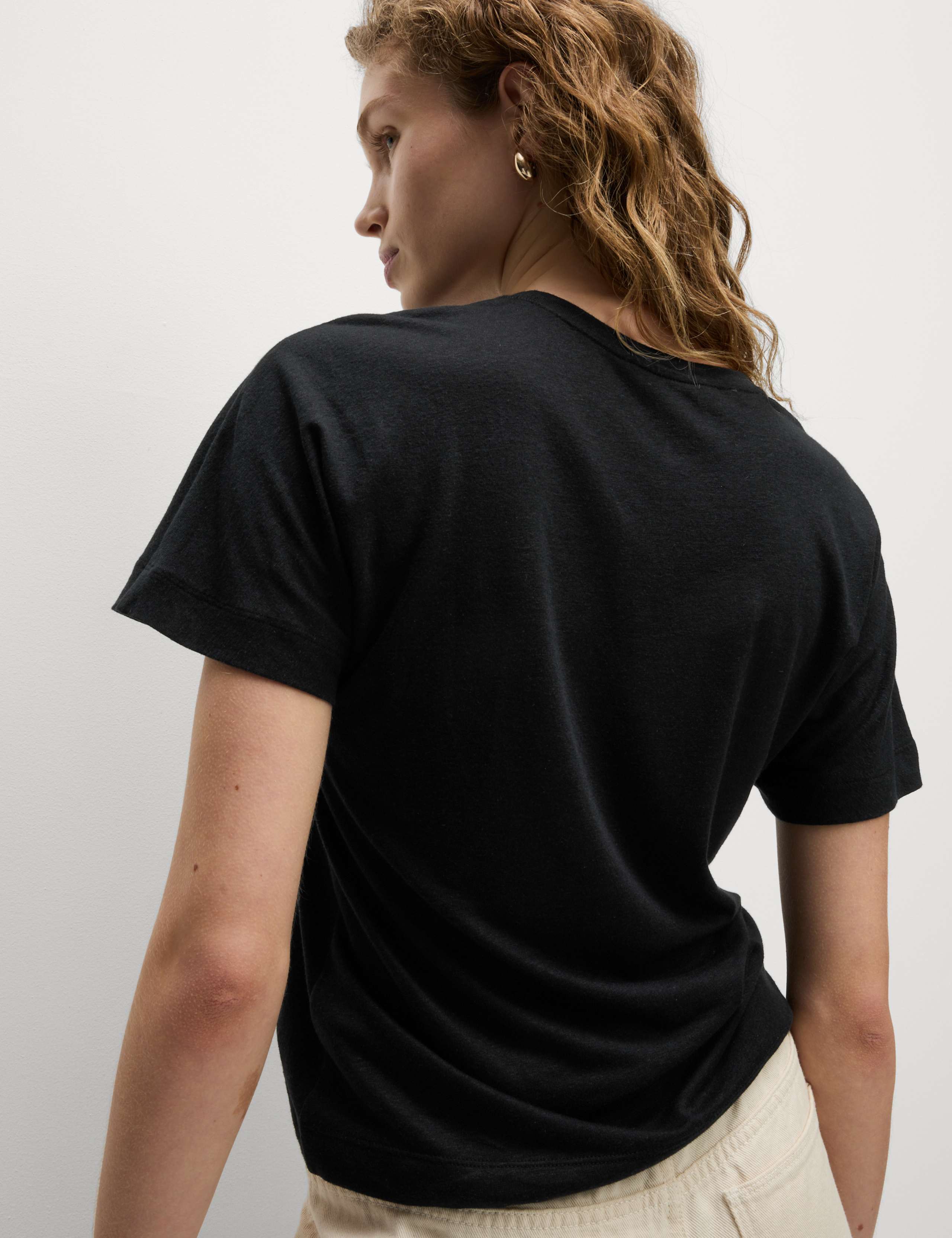 Linen Rich Embroidered T-Shirt 4 of 5