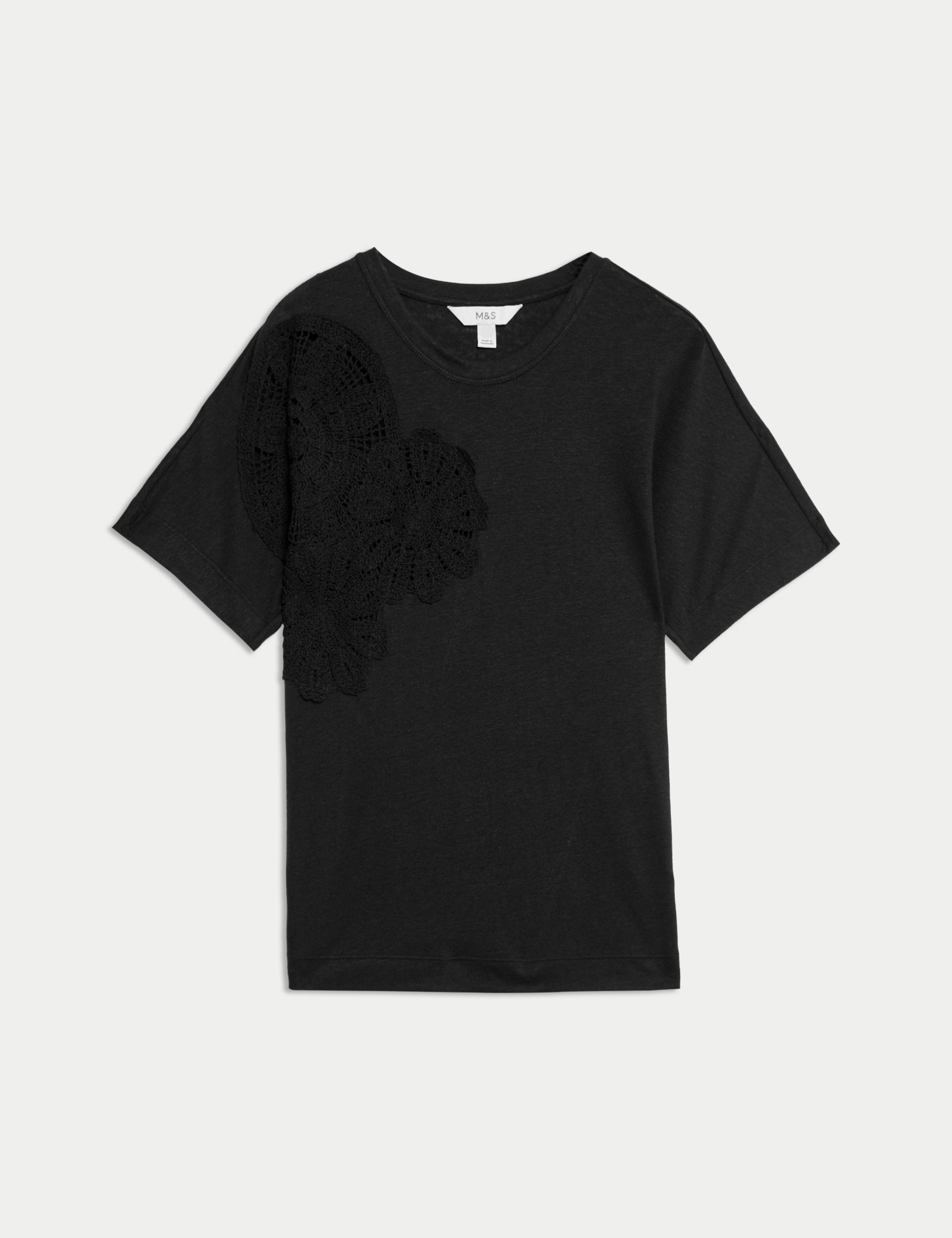 Linen Rich Embroidered T-Shirt 2 of 5