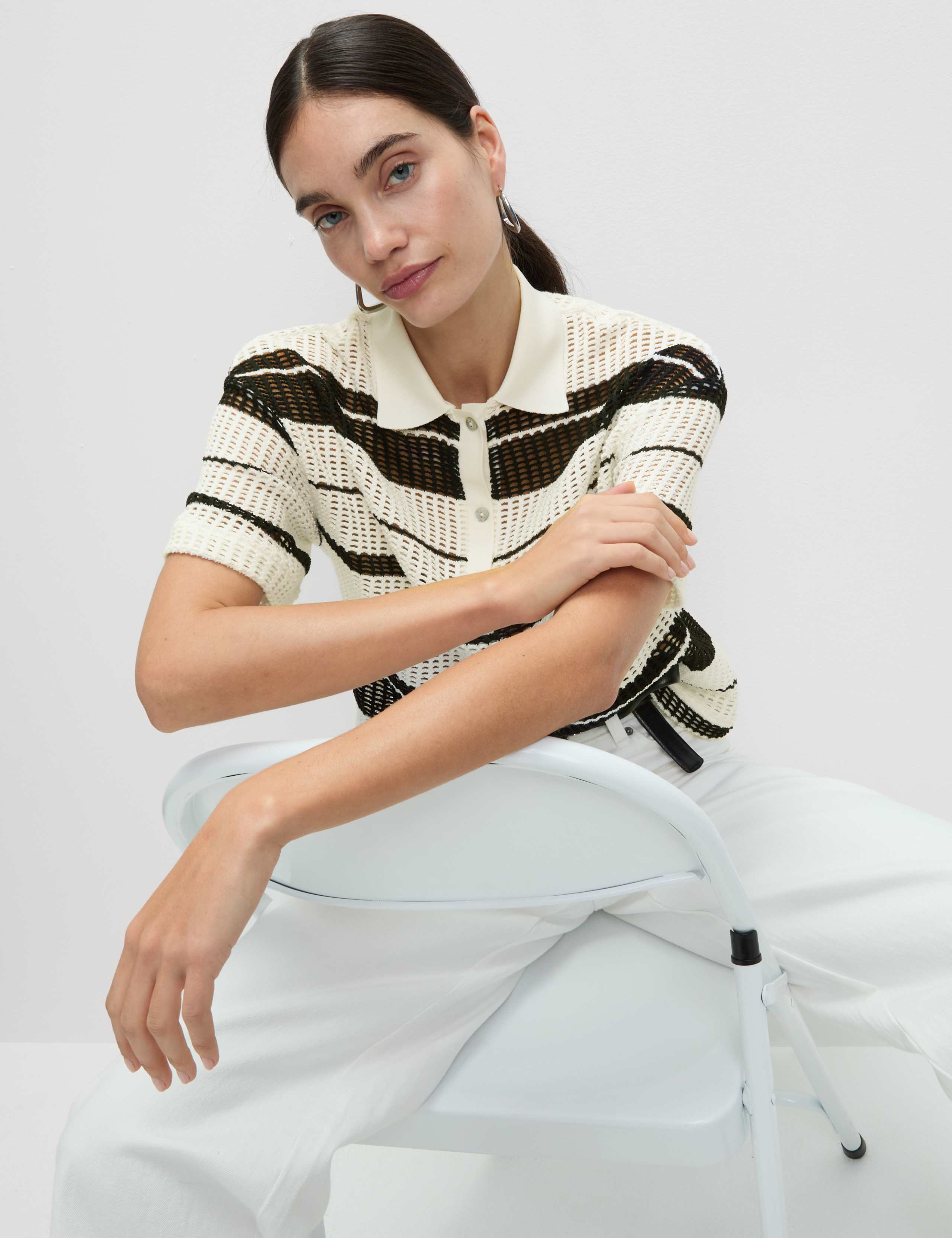 Cotton Rich Striped Textured Resort Top 4 of 5
