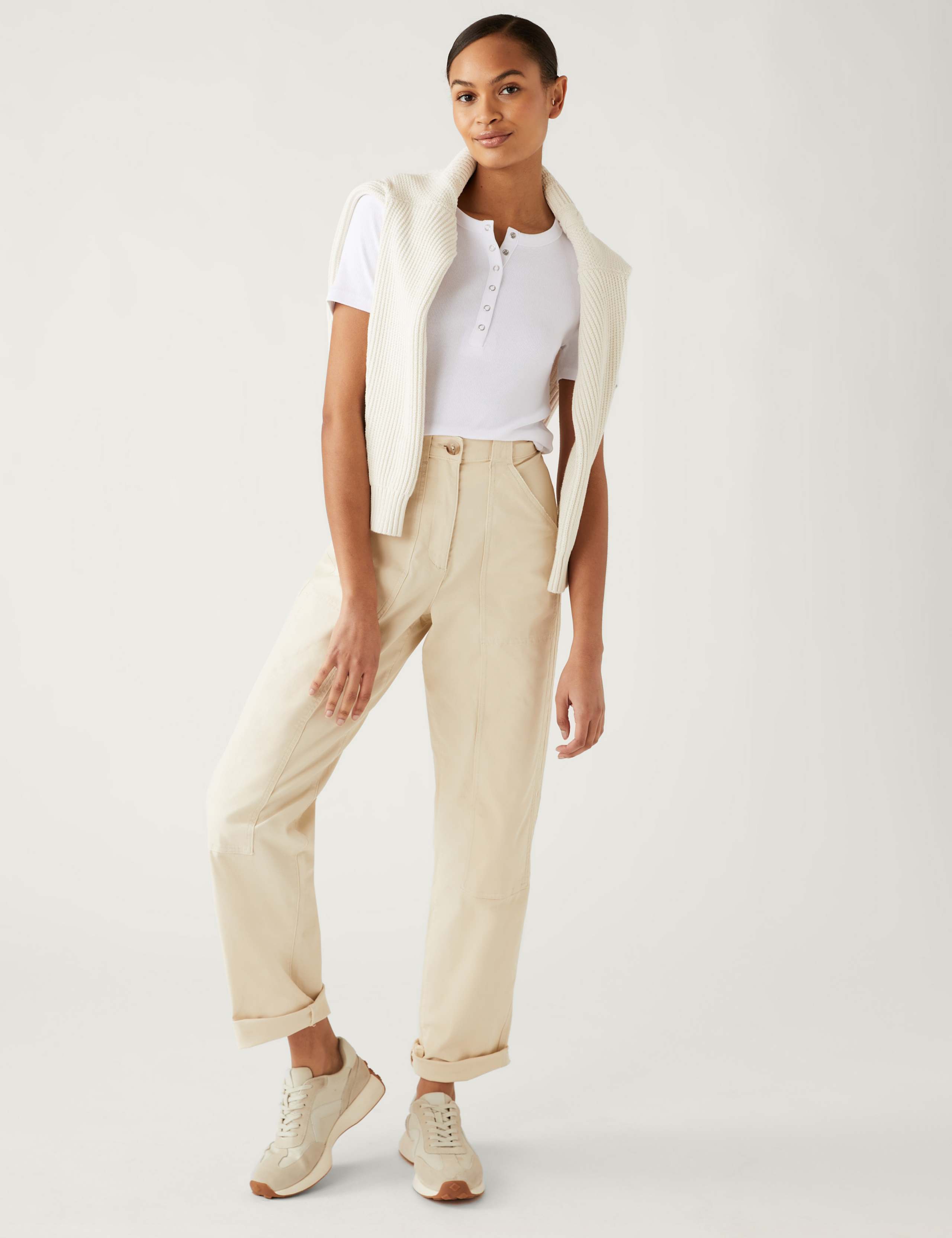 Cotton Blend Ribbed Henley Top 4 of 5