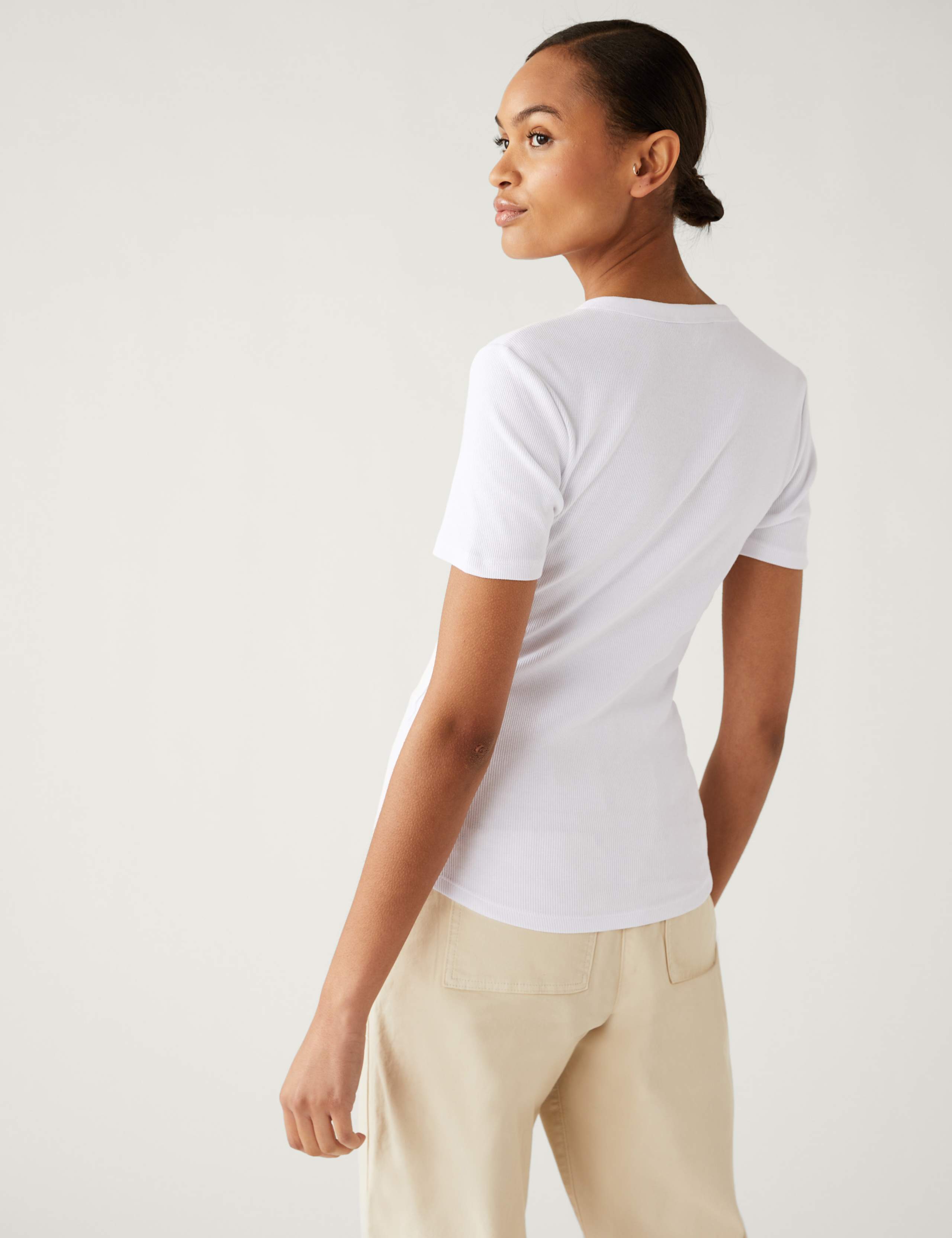 Cotton Blend Ribbed Henley Top 5 of 5