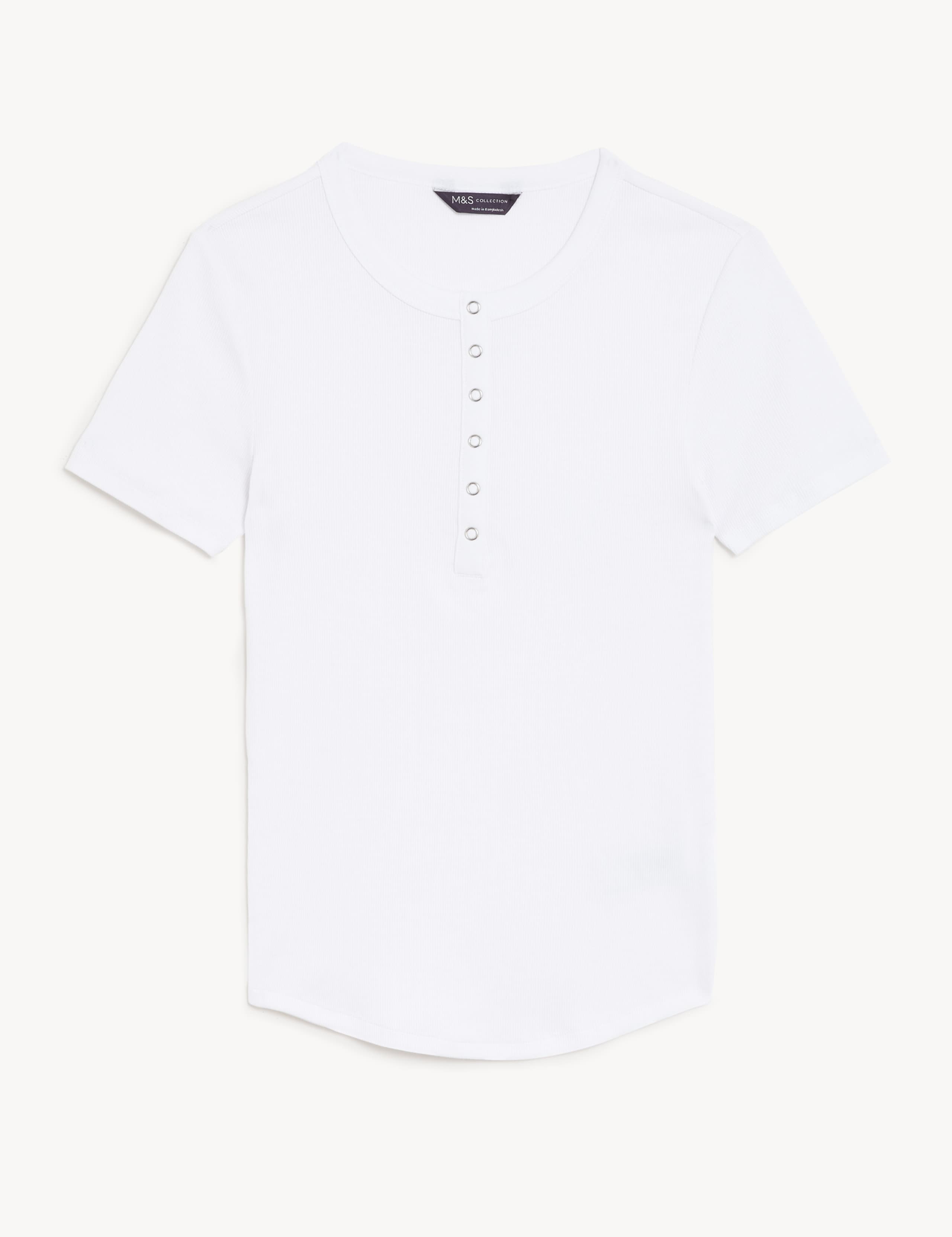 Cotton Blend Ribbed Henley Top 2 of 5