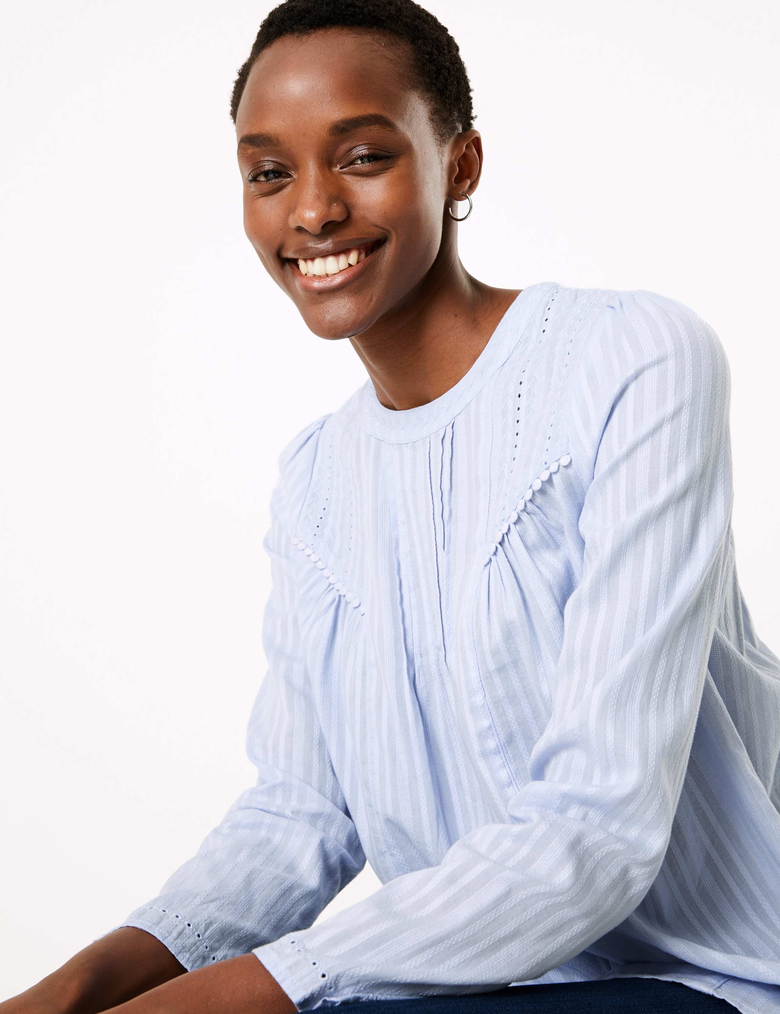 Pure Cotton Striped Blouse 1 of 4