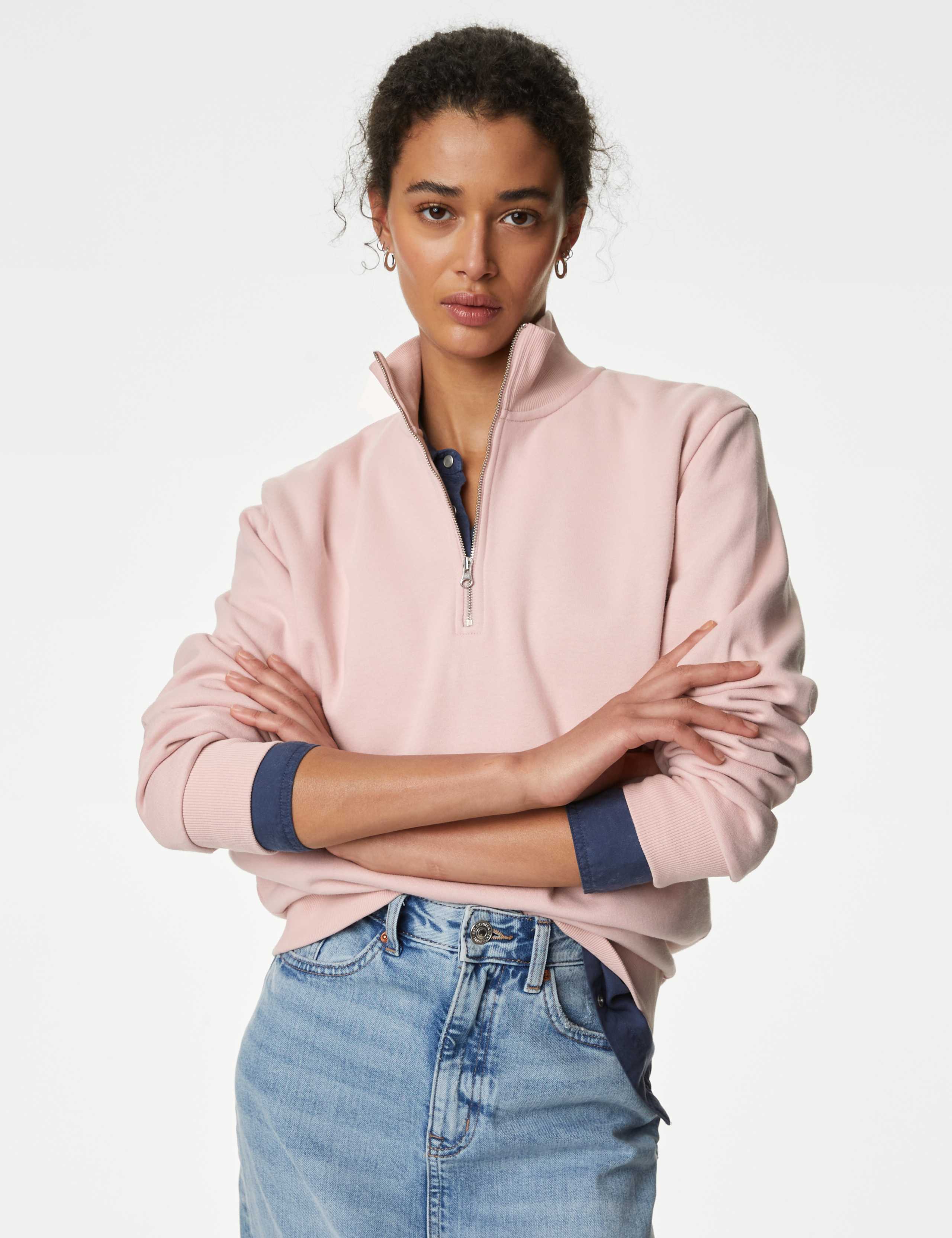 Cotton Rich Half Zip Jumper 1 of 5