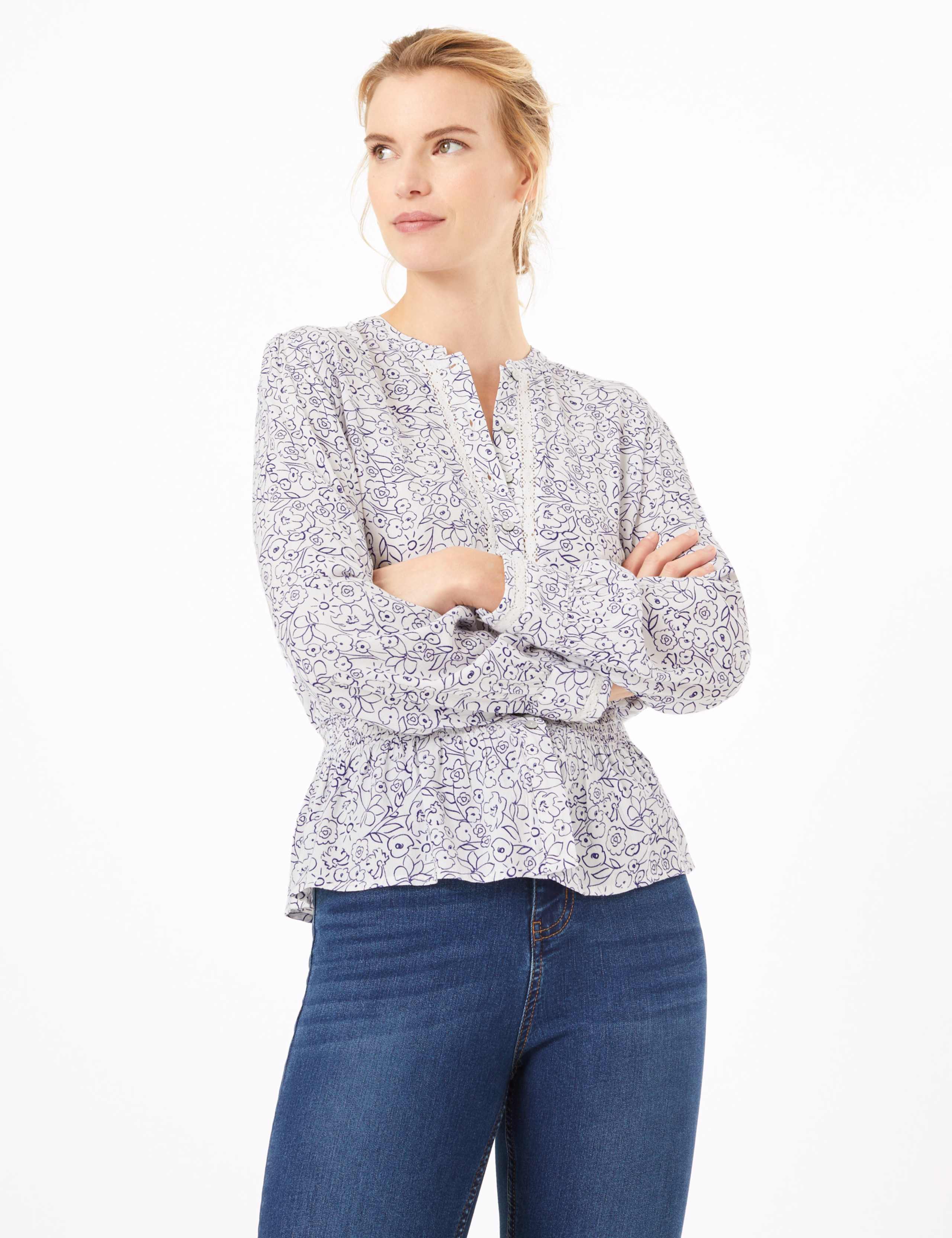 Floral Print Waisted Blouse 1 of 4