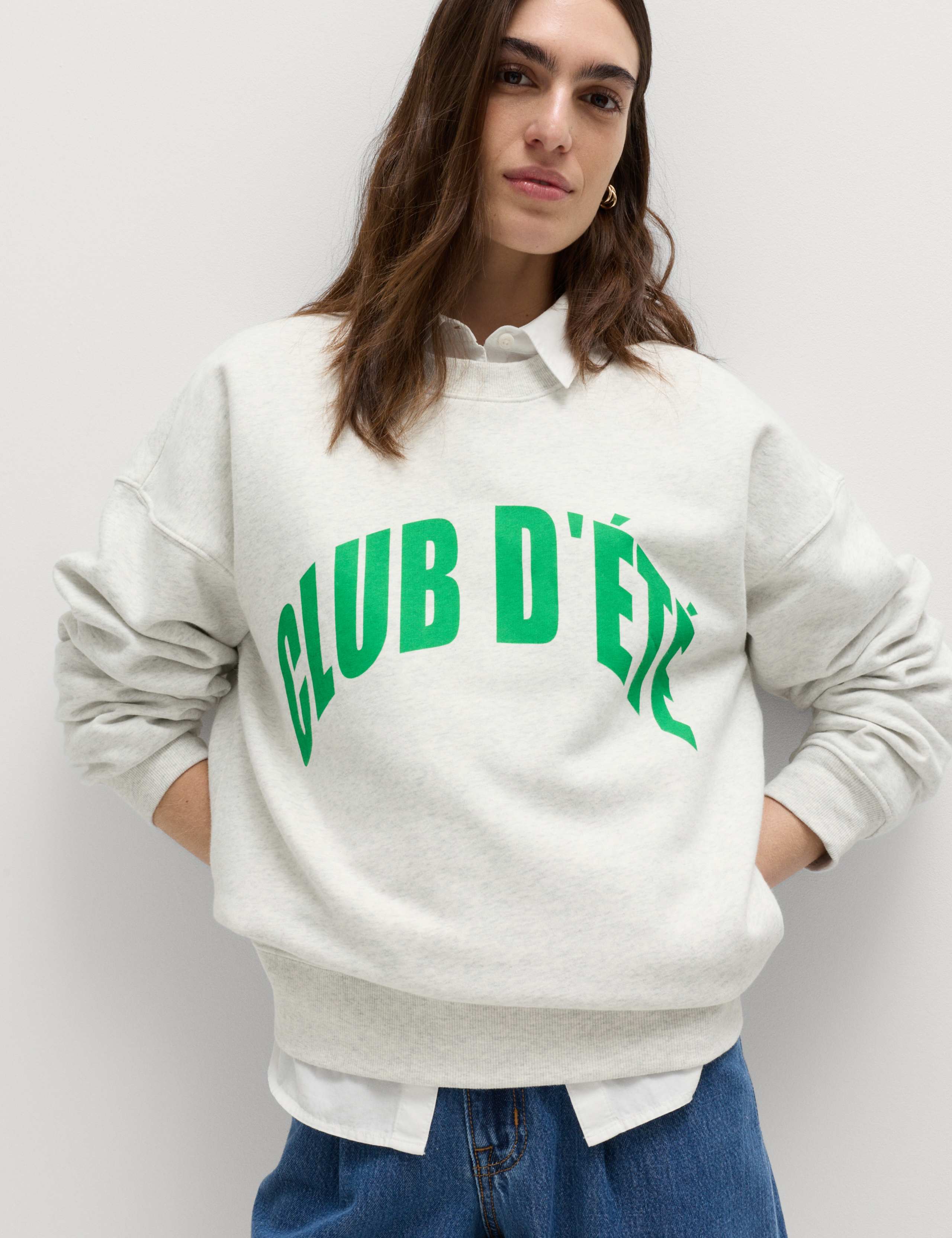 Cotton Rich Slogan Sweatshirt 1 of 6