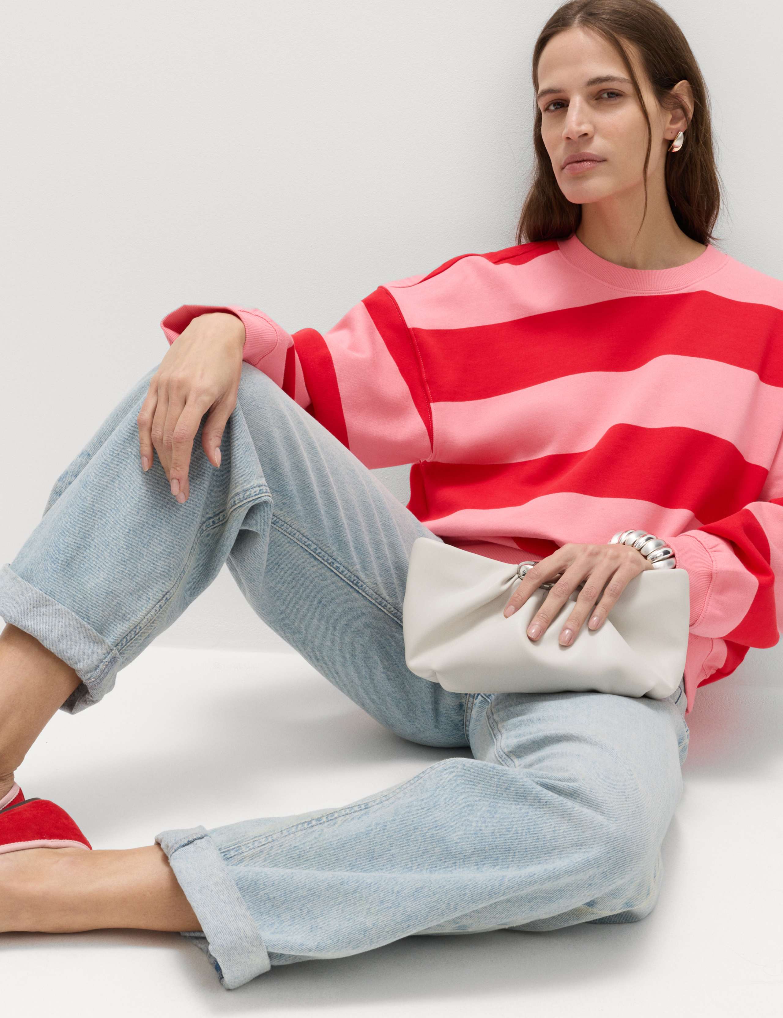 Cotton Rich Striped Sweatshirt 1 of 5