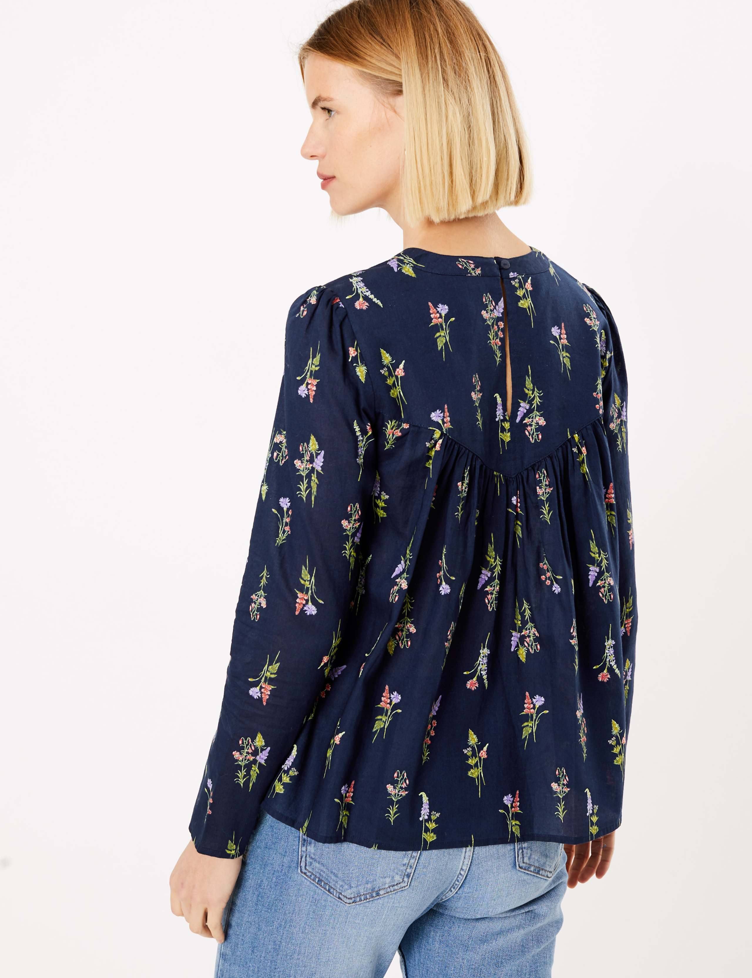 Pure Cotton Floral Print Blouse 4 of 4