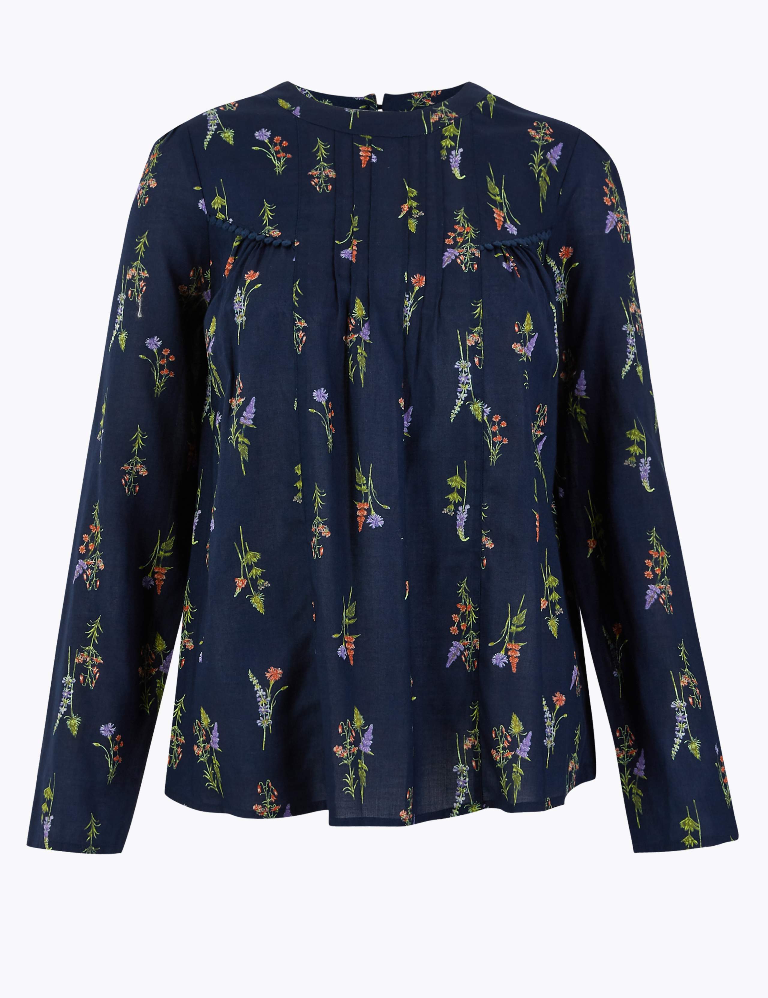 Pure Cotton Floral Print Blouse 2 of 4