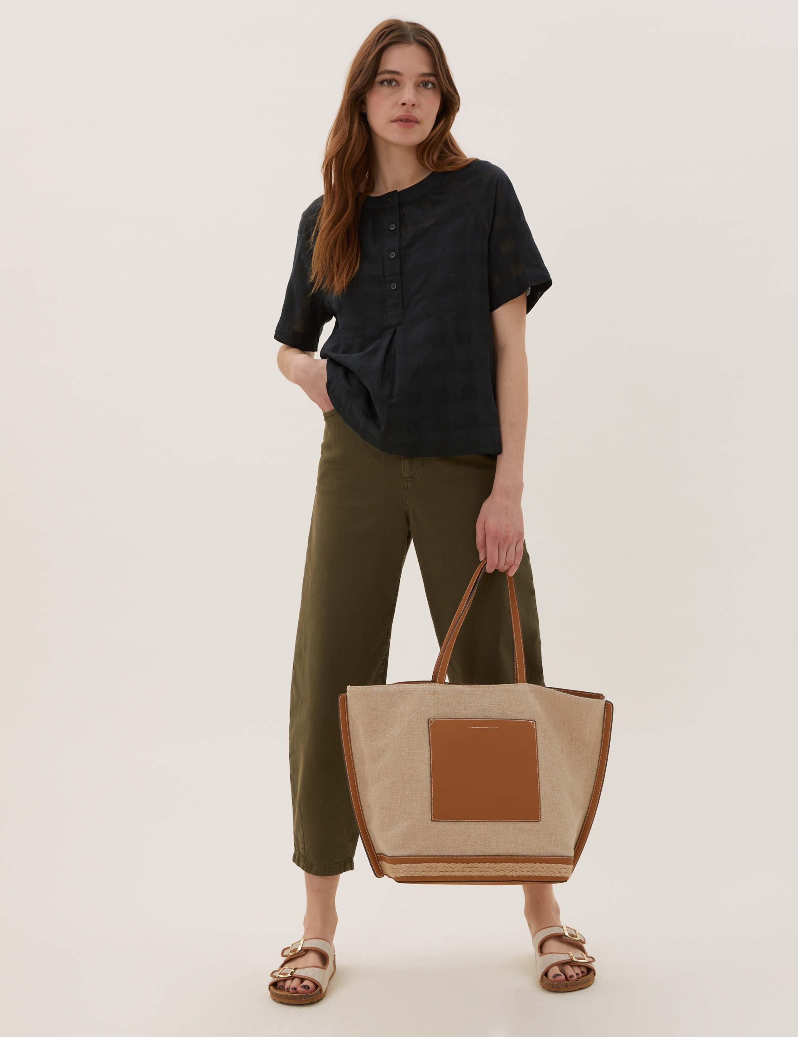 Pure Cotton Checked Short Sleeve Top 1 of 5
