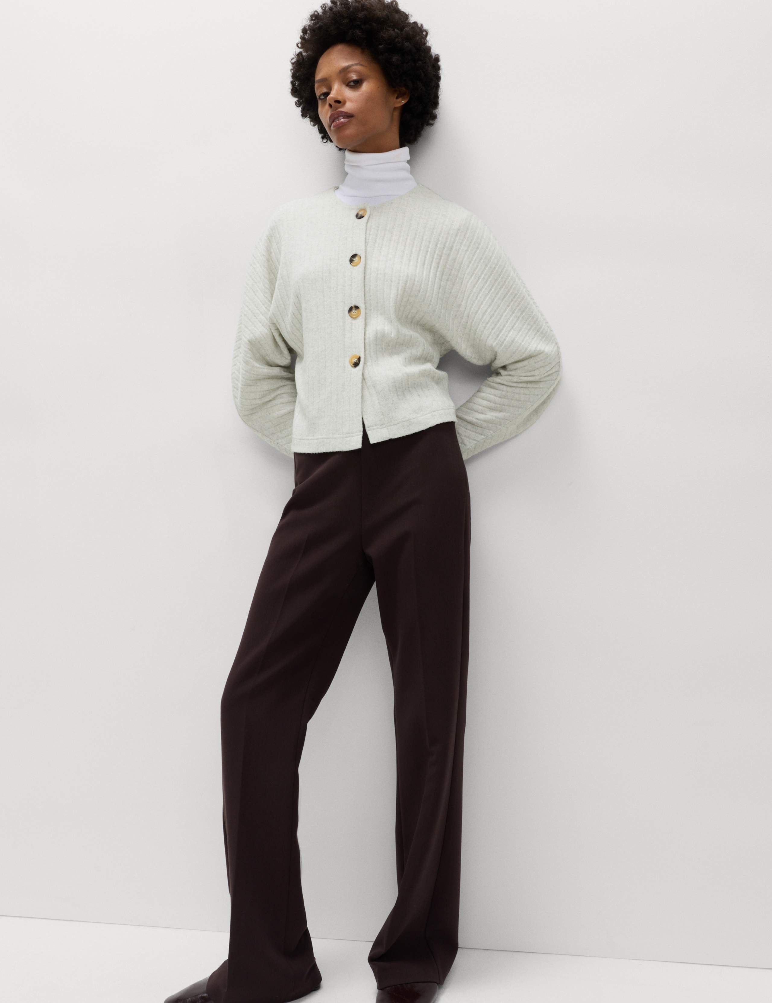 Wide Rib Cosy Button Front Cardigan 3 of 5