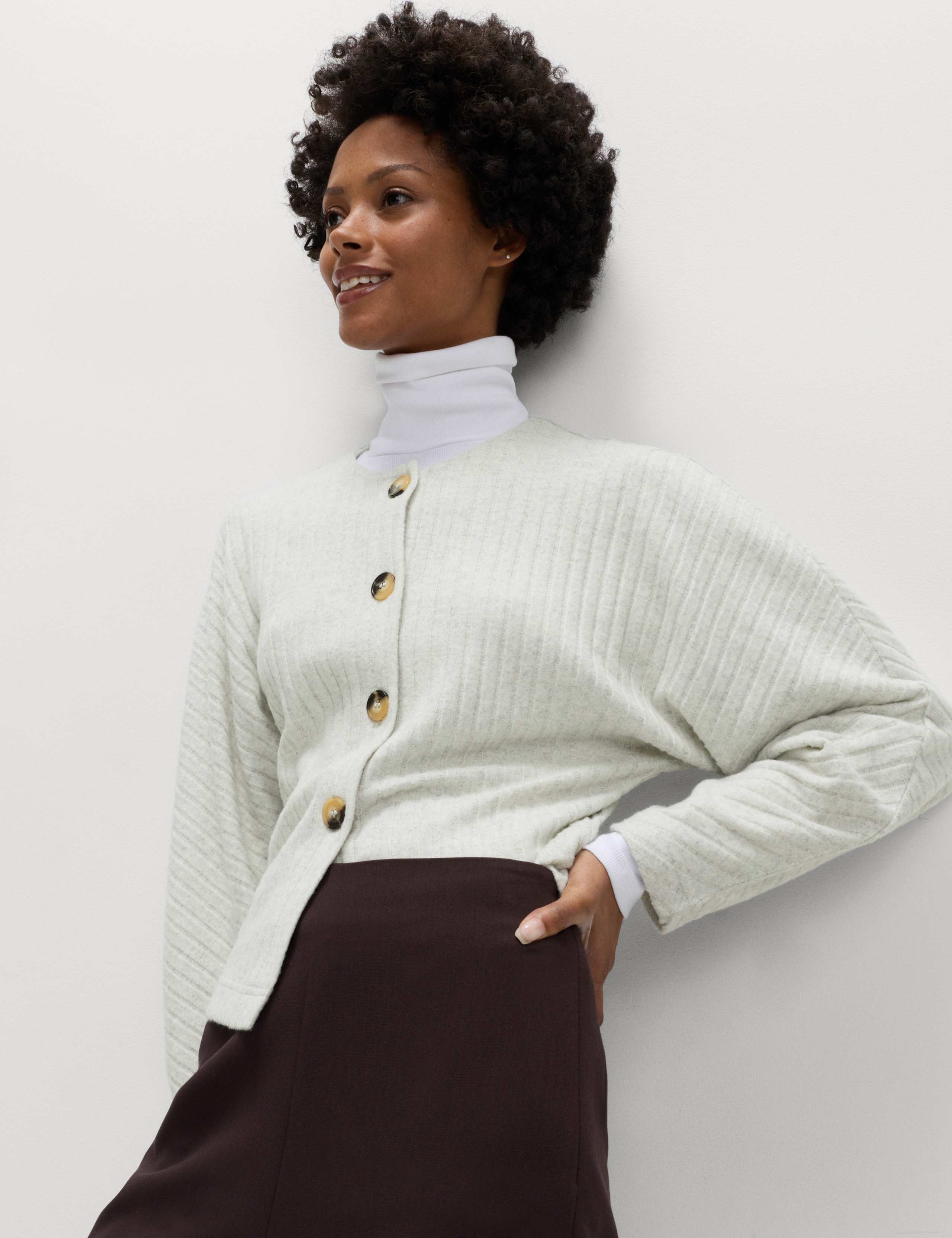 Wide Rib Cosy Button Front Cardigan 5 of 5