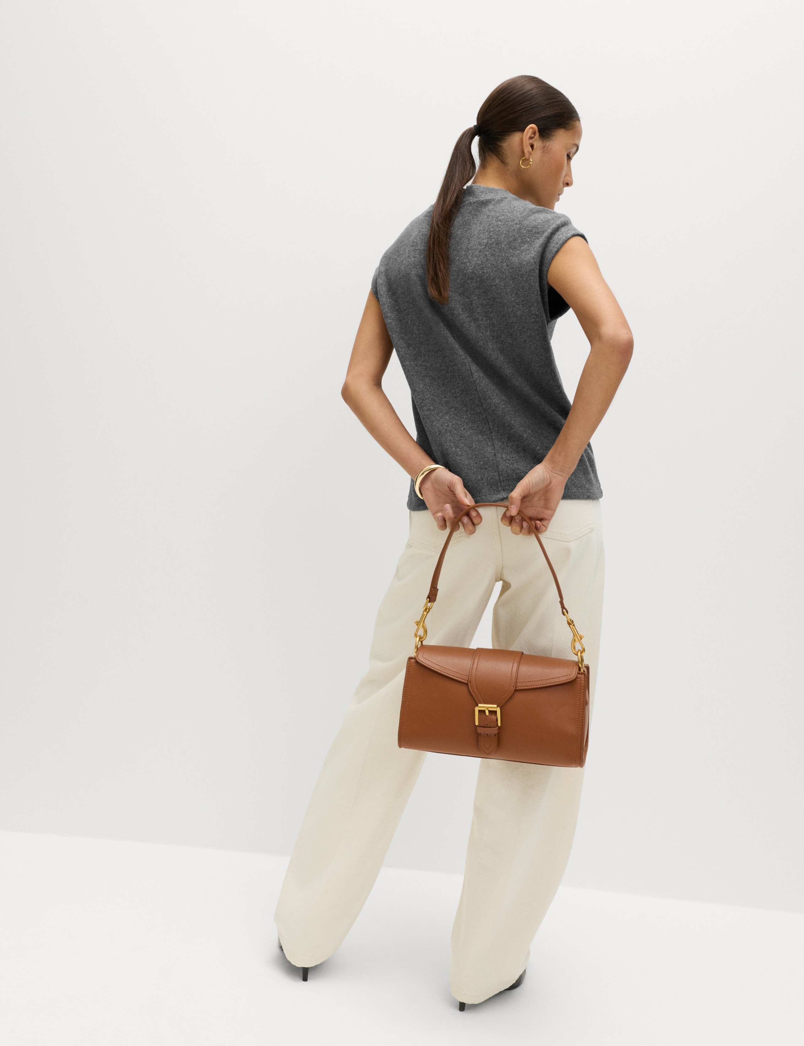 Cotton Blend Knit Look Mock Neck Top 5 of 7